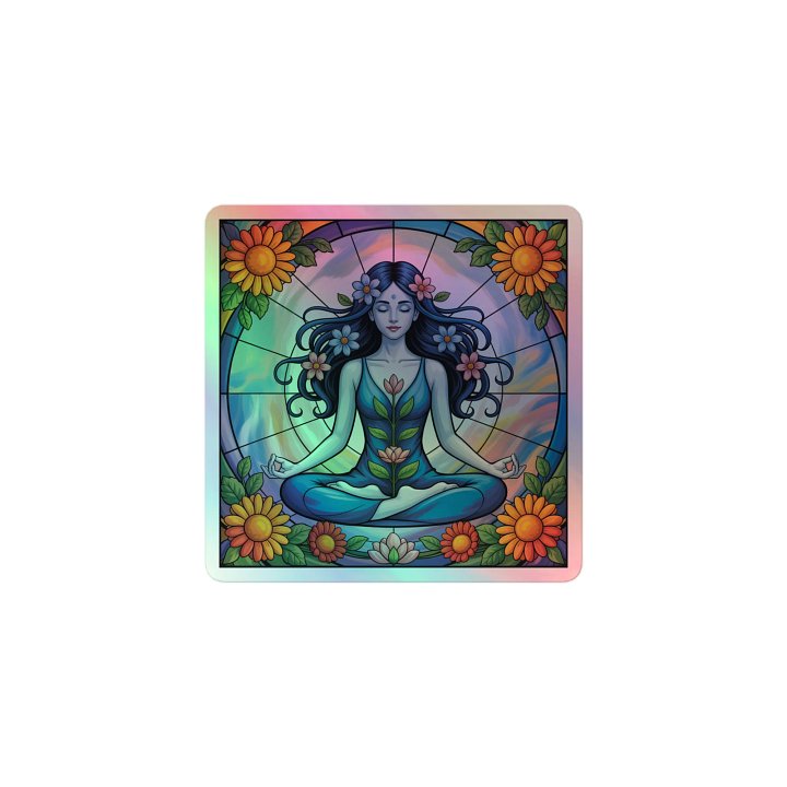 Meditative Blooms Holographic Sticker product image (1)