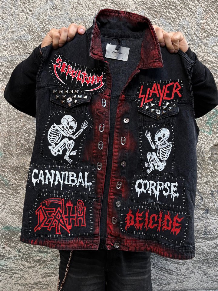 💀 Hand-Customized Old-School Death/Thrash Metal Battle Vest 💀 product image (2)