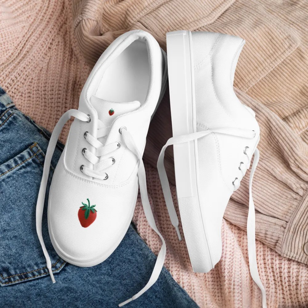 CozyAvocado Women's Lace-Up Canvas Shoes Strawberry #2 product image (9)