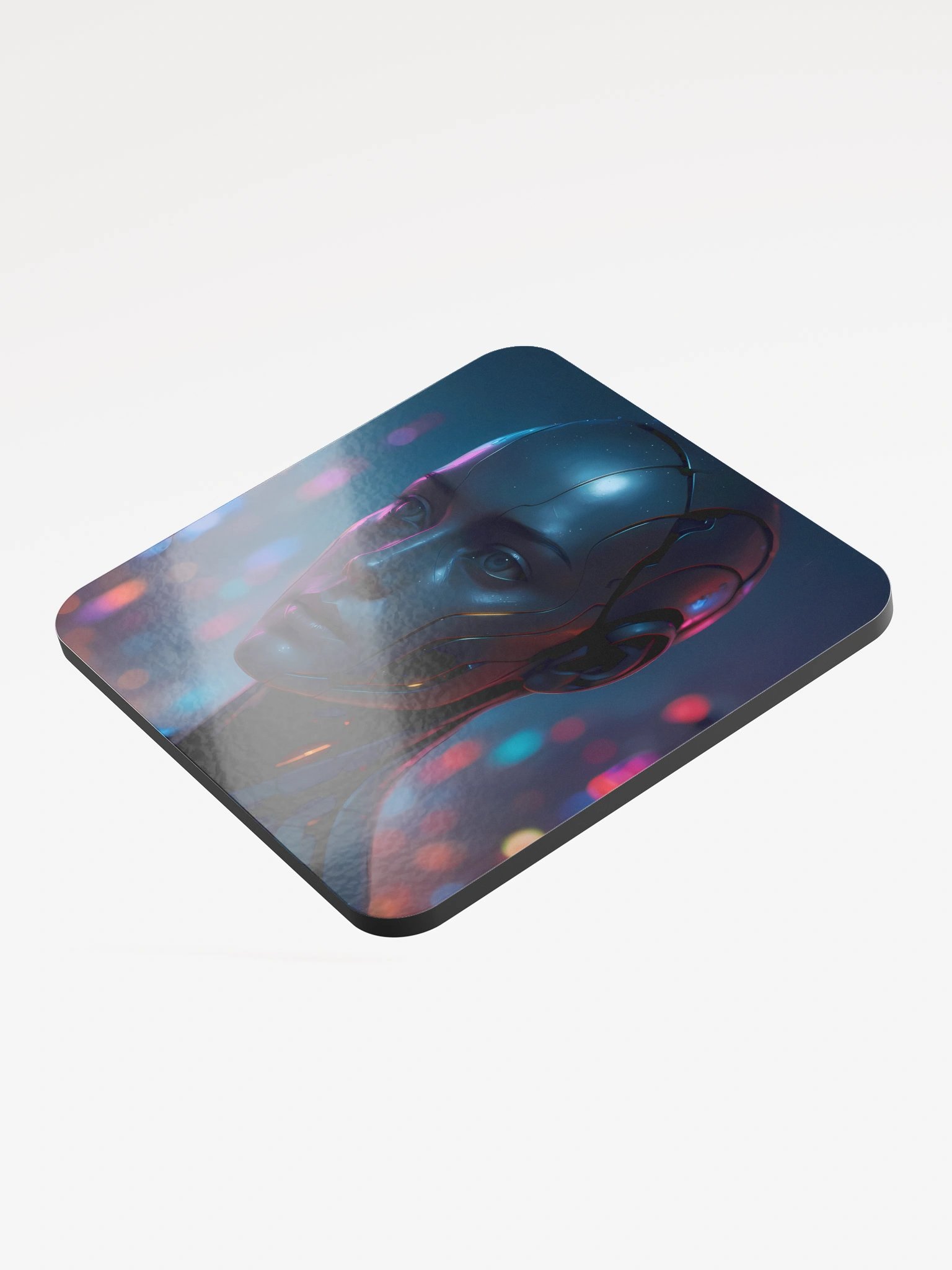 Cyberpunk Android Woman Coaster - Eco-Friendly Cork & MDF Drink Coaster with Gloss Finish product image (3)