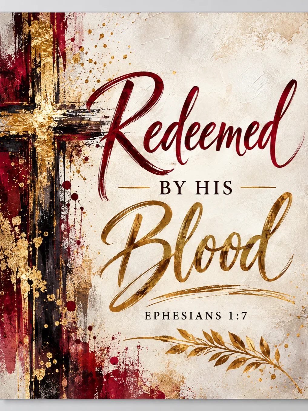 Redeemed by His Blood - Ephesians 1:7 Christian Printable Wall Art product image (1)