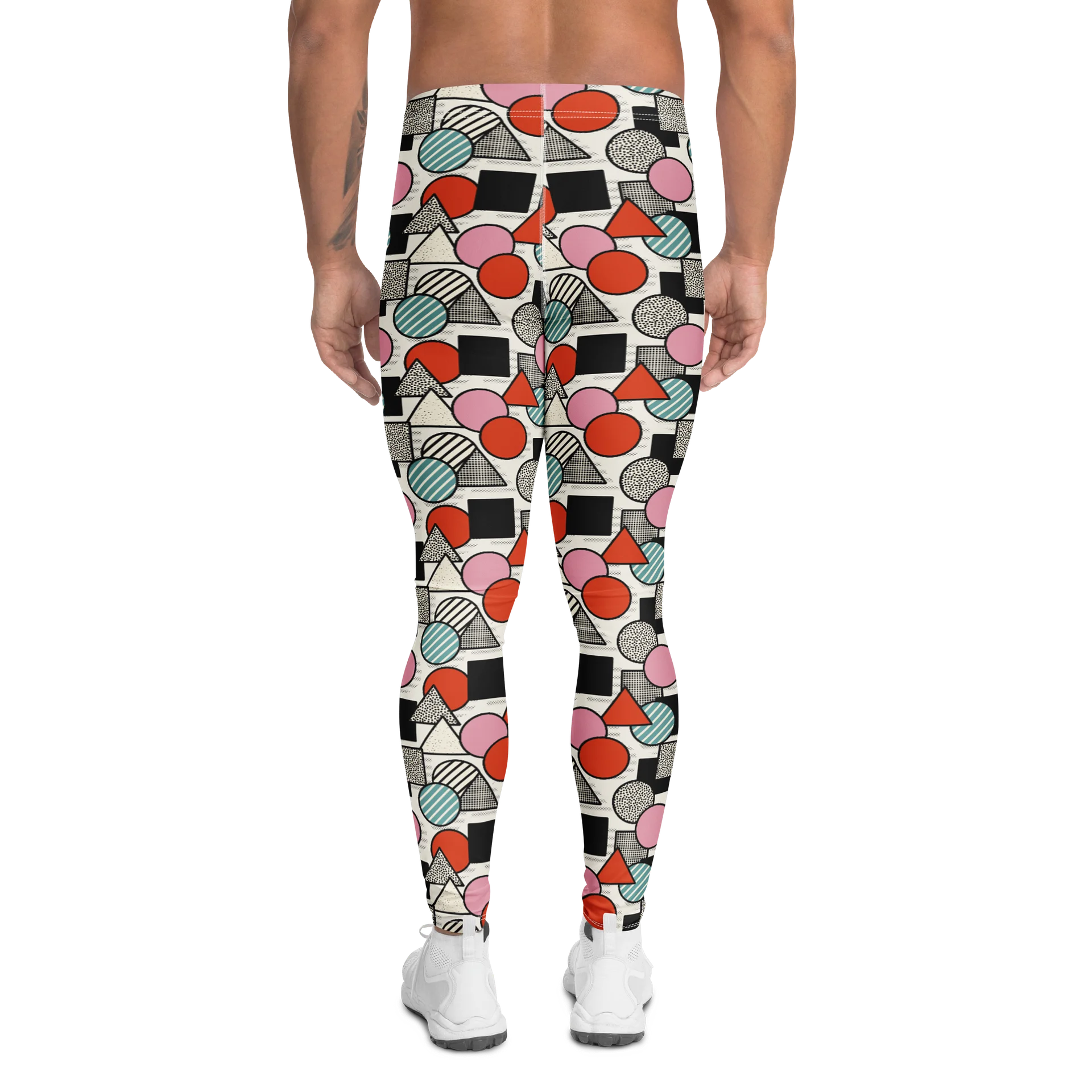 Comfortable Men's Leggings with Colorful Memphis Pattern product image (2)