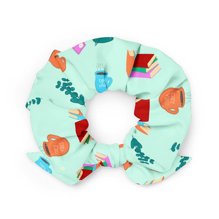 Cozy Book Lovers Pattern- Mint Background Scrunchie product image (2)
