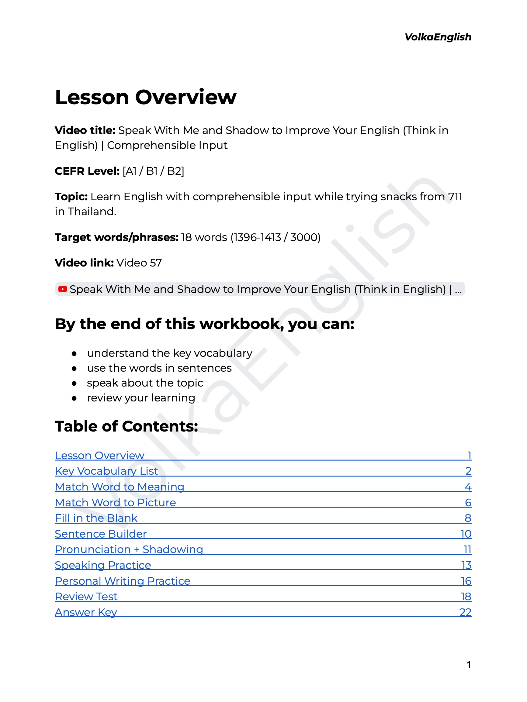 Speak With Me and Shadow to Improve Your English (Think in English) | Comprehensible Input - Video 57 Study Pack product image (2)