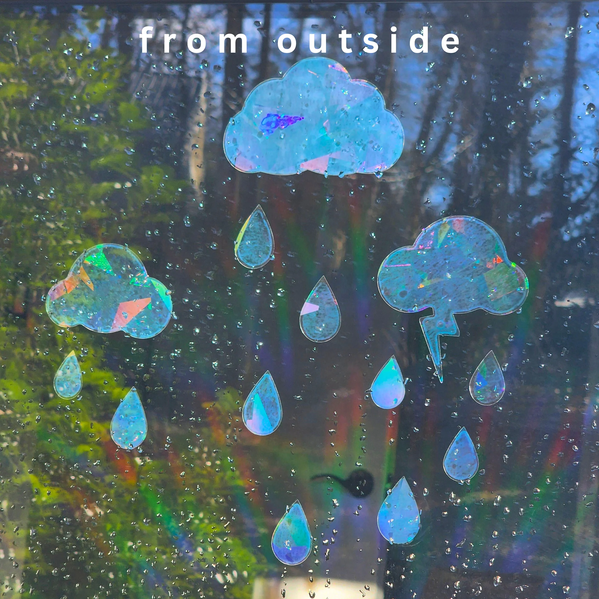 Set of Storm Cloud Suncatcher Window Stickers - Mixed Size - Rainbow Making Decals! Rainy Day *dopamine decor* Seasonal Art, Renter Friendly product image (7)