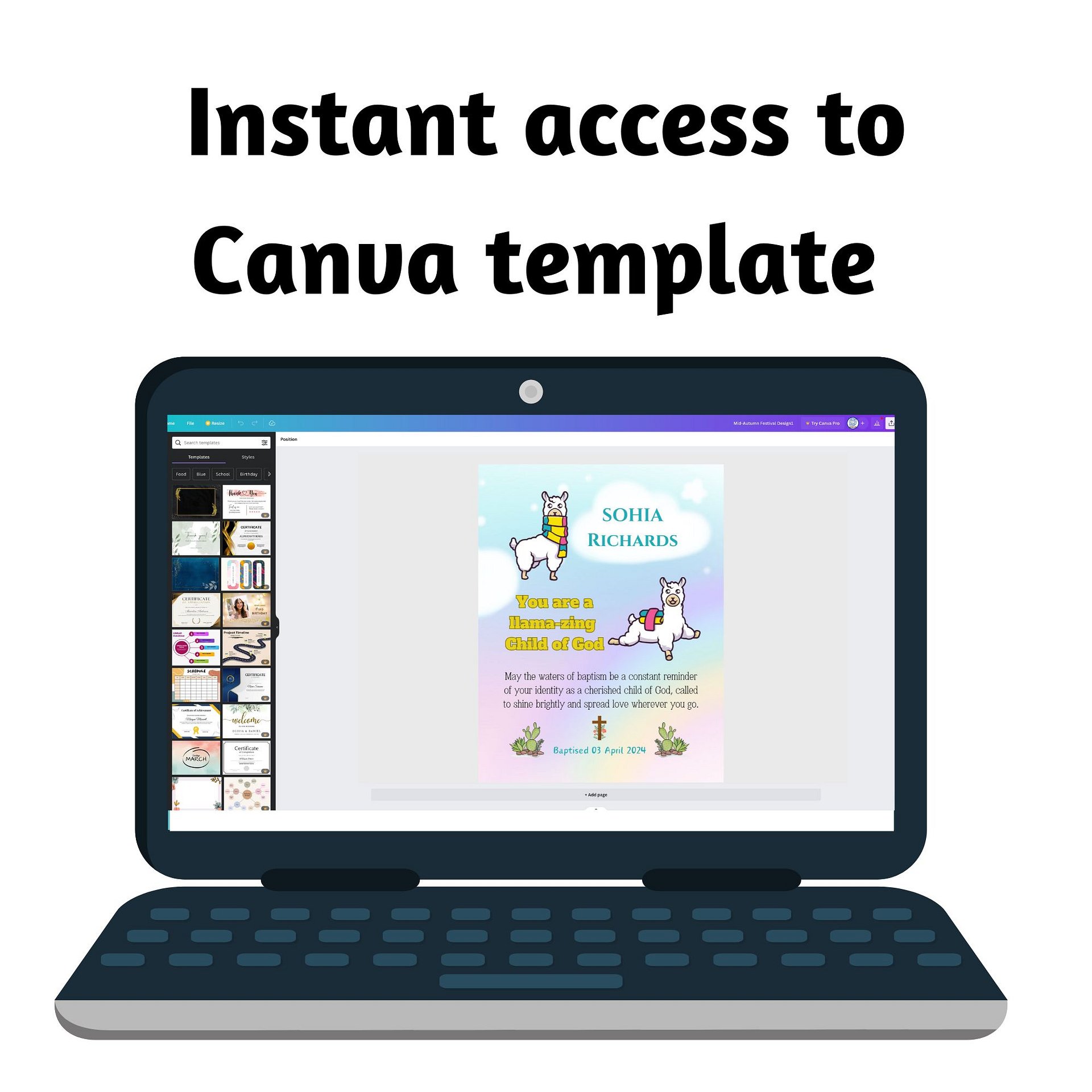 Llama Baptism Canva Template product image (4)