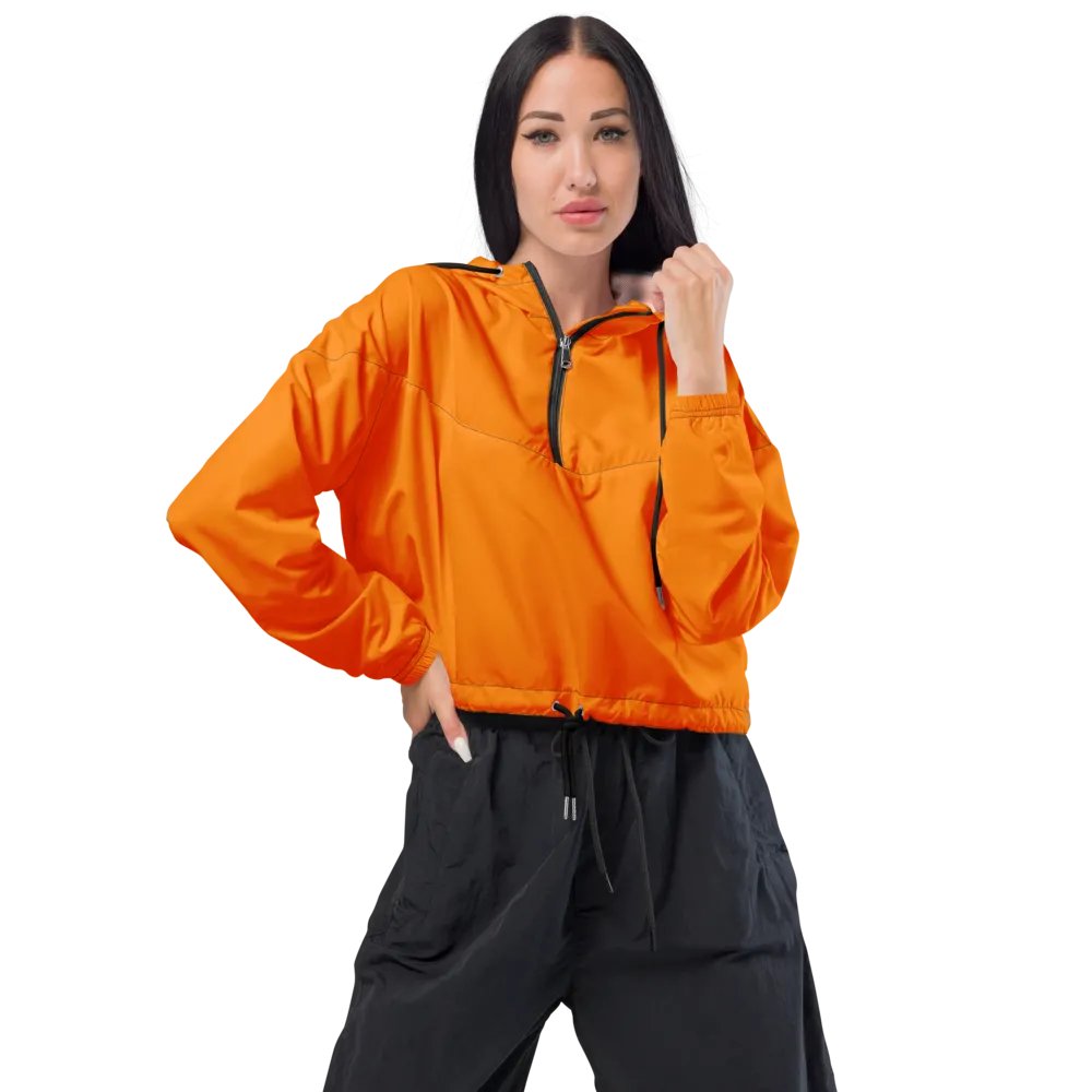 Plain Color Orange Cropped Windbreaker product image (1)