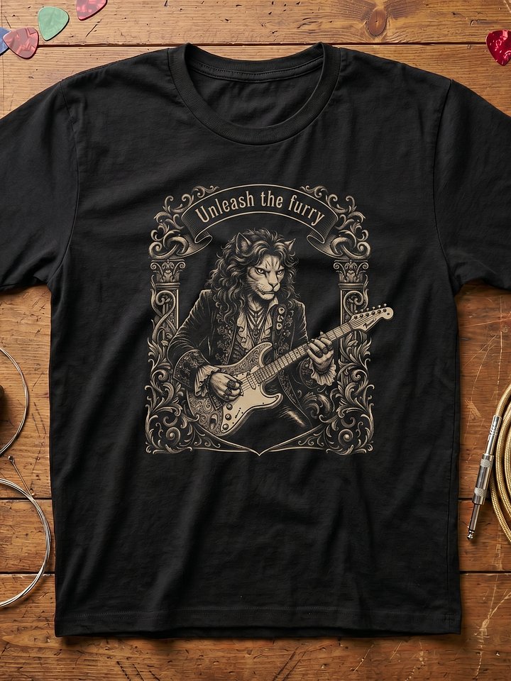 Yngwie Meowlmsteen Unleash the Furry Guitar T-Shirt product image (1)