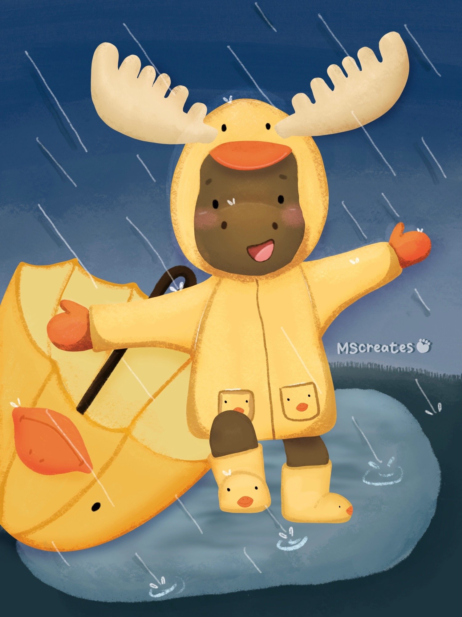 Moose Splashing in the Rain Print product image (2)