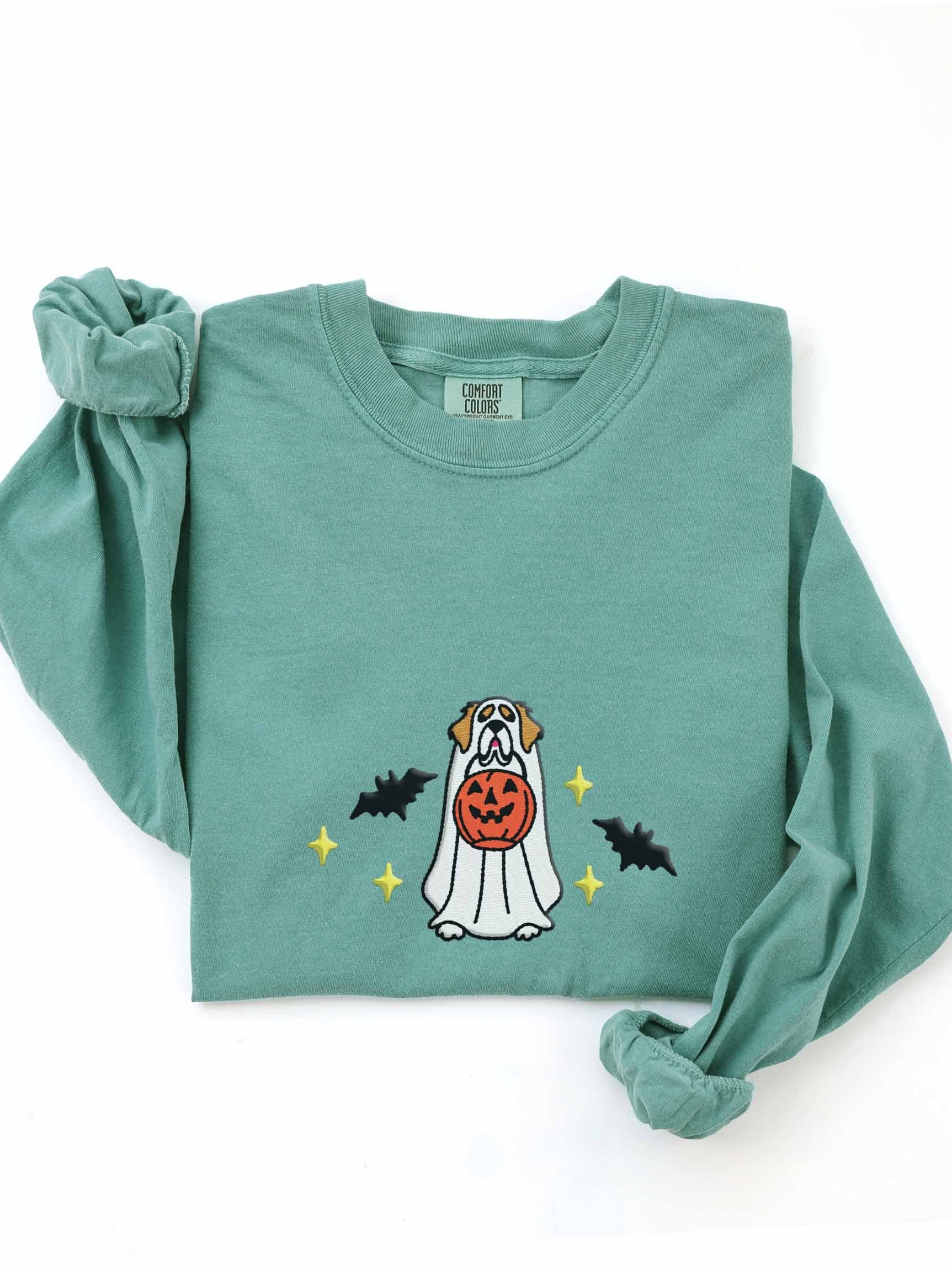 Halloween Saint Bernard(Tan) Embroidered Long-Sleeve T-Shirt product image (1)