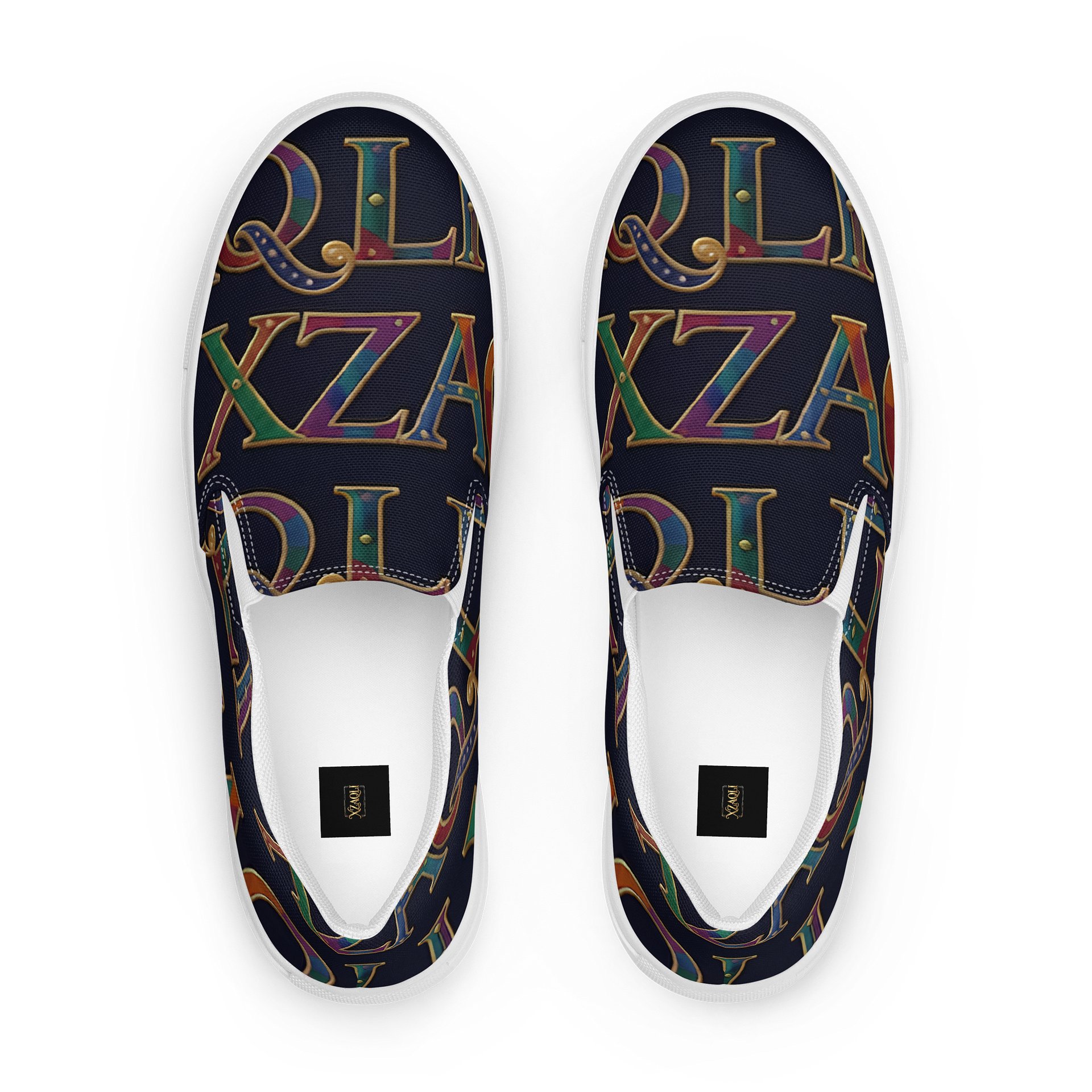 XZAQLI Monogram Women's Canvas Slip-On (Navy Blue) product image (4)