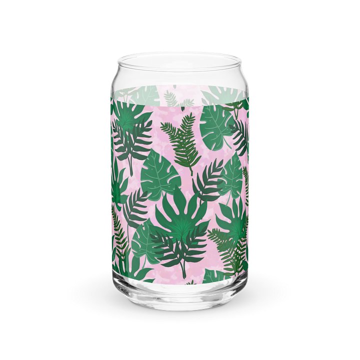 Jungle Leaves- Pink Background Glass Tumbler product image (2)