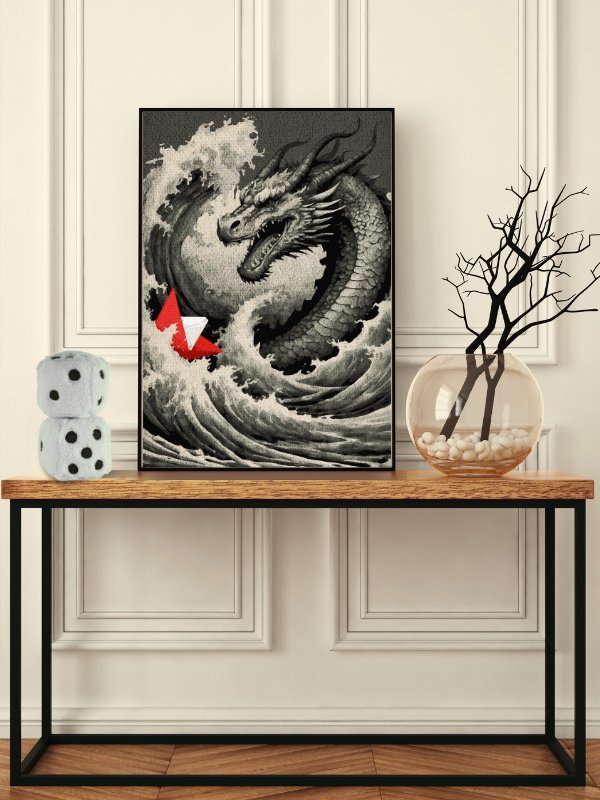 Dragon & Origami Boat Game Room Poster for Board Gamers - digital download product image (2)
