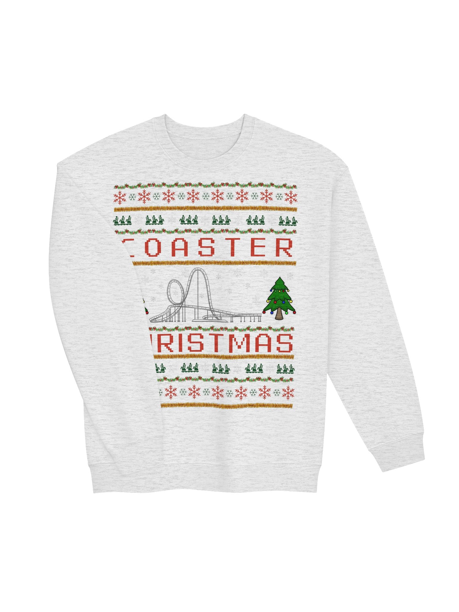 Roller Coaster Ugly Christmas Sweater – Festive Coaster Design in Ash Grey product image (3)