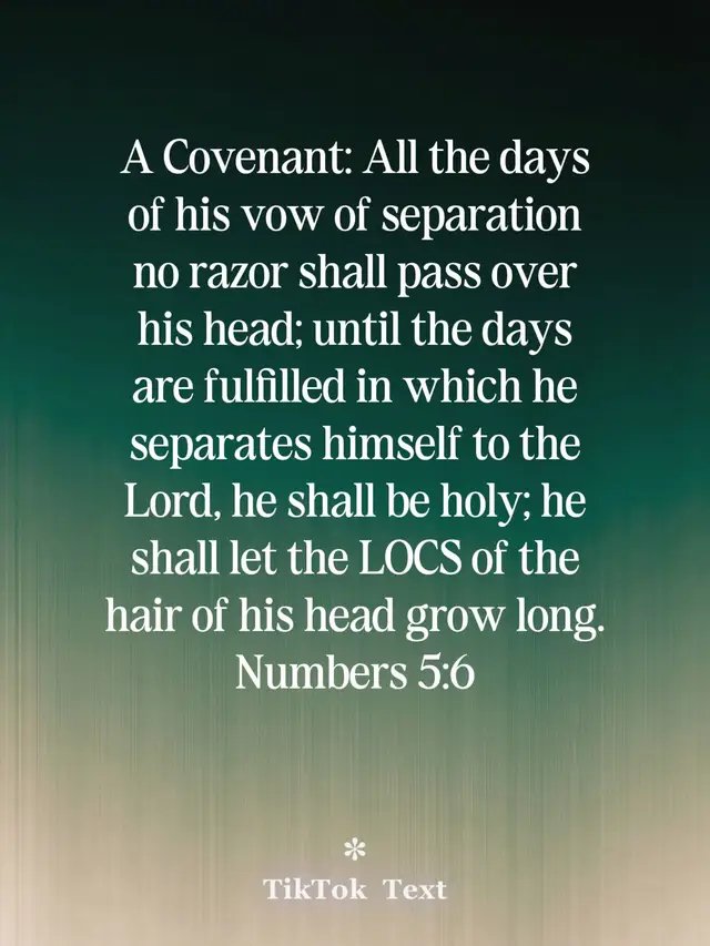 A Covenant: All the days of his vow of separation no razor shall pass over his head; until the days are fulfilled in which he separates himself to the Lord, he shall be holy; he shall let the LOCS of the hair of his head grow long. Numbers 5:6 #vow #locs #covenant #starterlocs #locjourney 