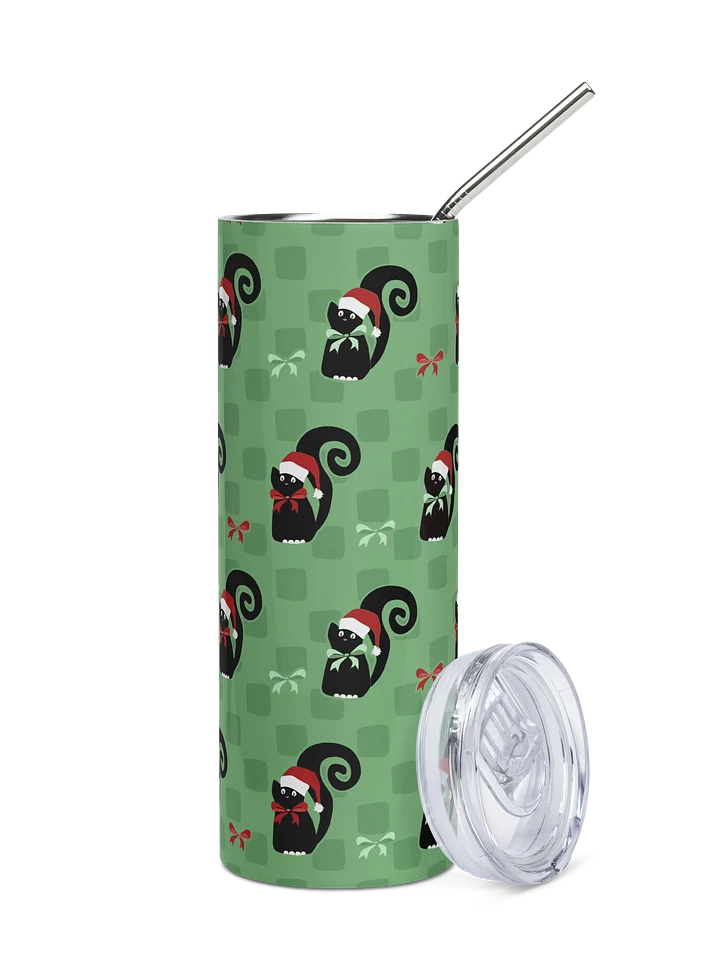 Christmas Kitties in a Row 20 oz Stainless Steel Tumbler – Green product image (1)