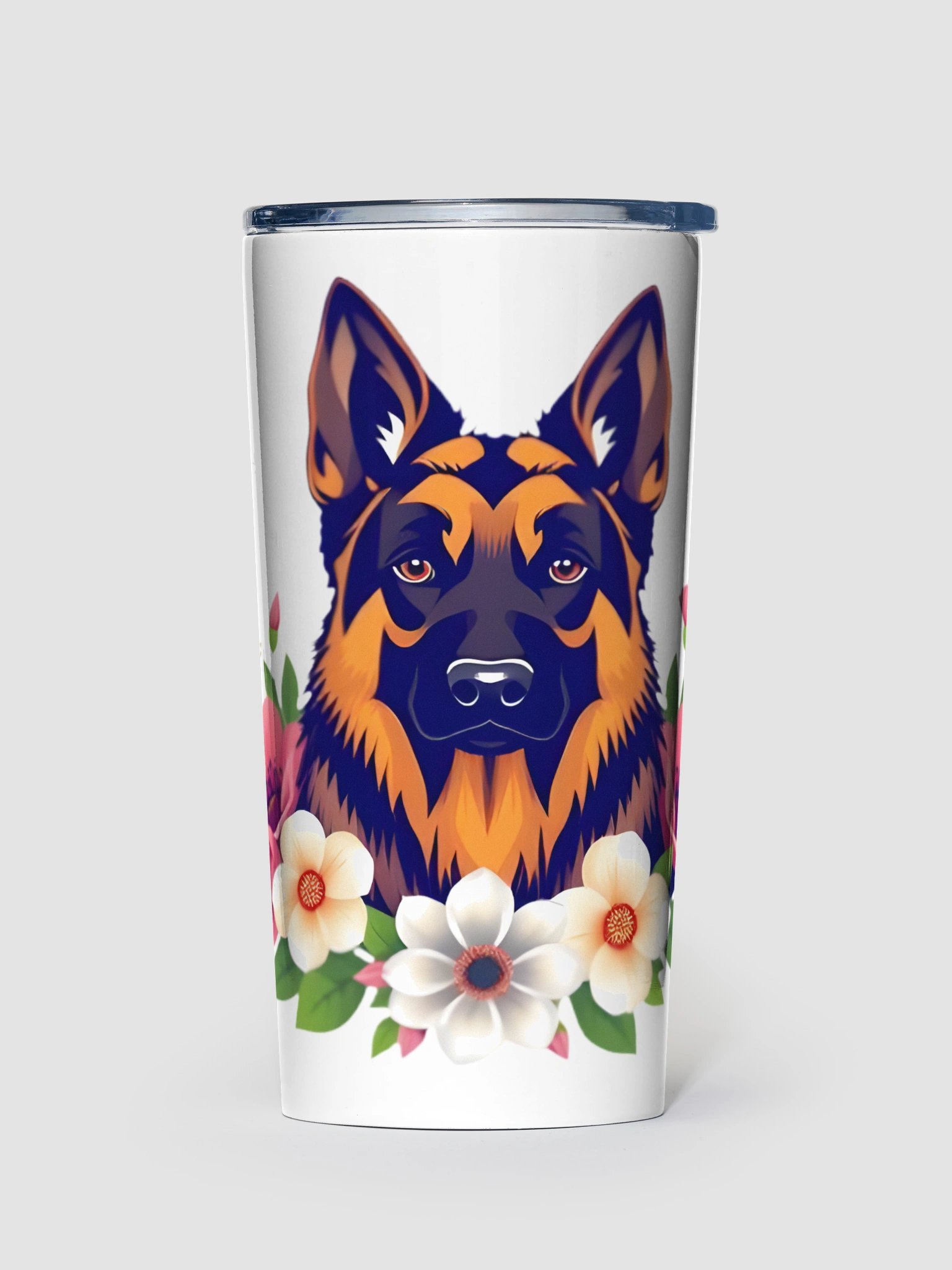 Floral German Shepherd 20oz Stainless Steel Tumbler product image (1)