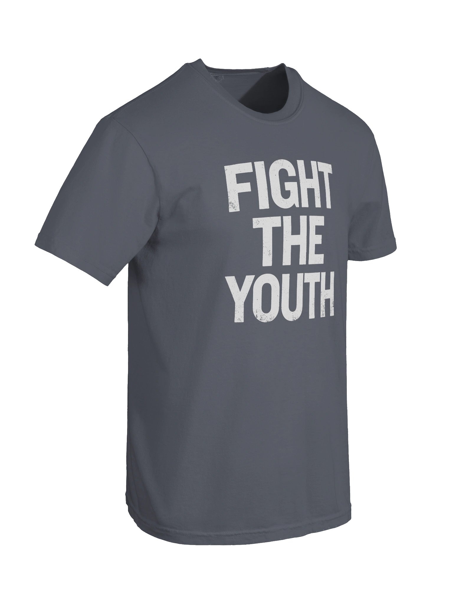 FIGHT THE YOUTH in White Grungy Letters T-Shirt product image (3)