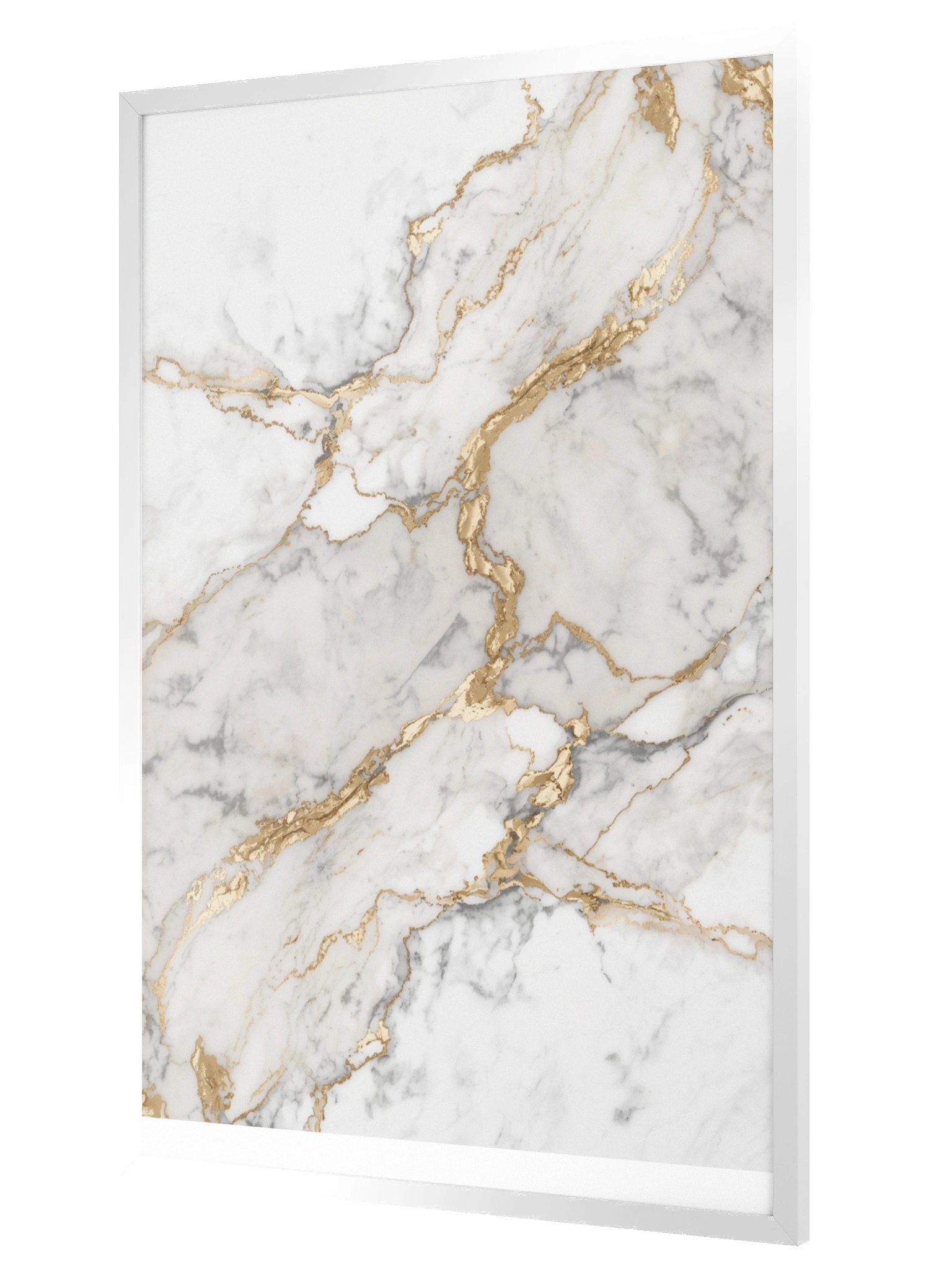 Golden Veins Marble Wall Art | Elegant White & Gold Abstract Decor -61×91 cm product image (7)