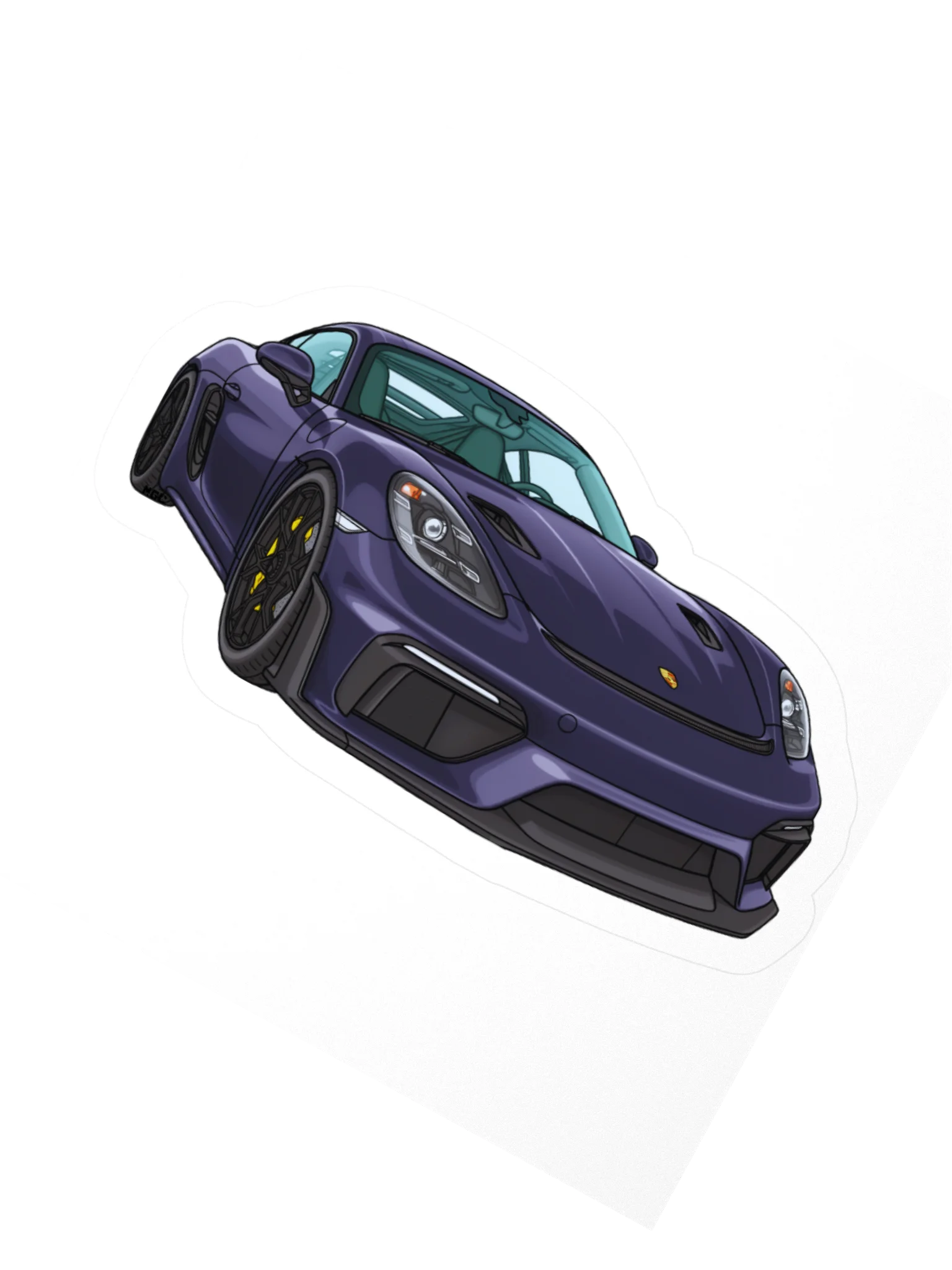 Purple Porsche Spyder RS Sticker (Retro, Sketch, Silhouette) product image (4)
