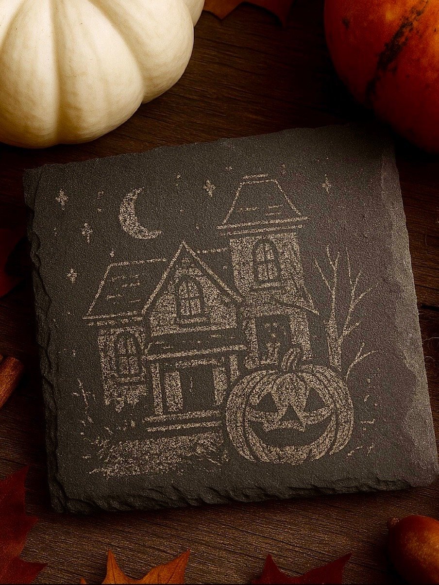 Halloween Engraved Slate Coaster Set - Spooky Fall Decor product image (6)