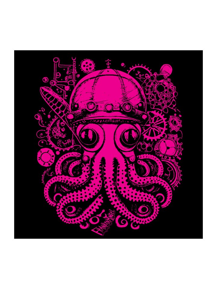 Frankenangel Steampunk Octopus vinyl sticker. / Magenta product image (1)