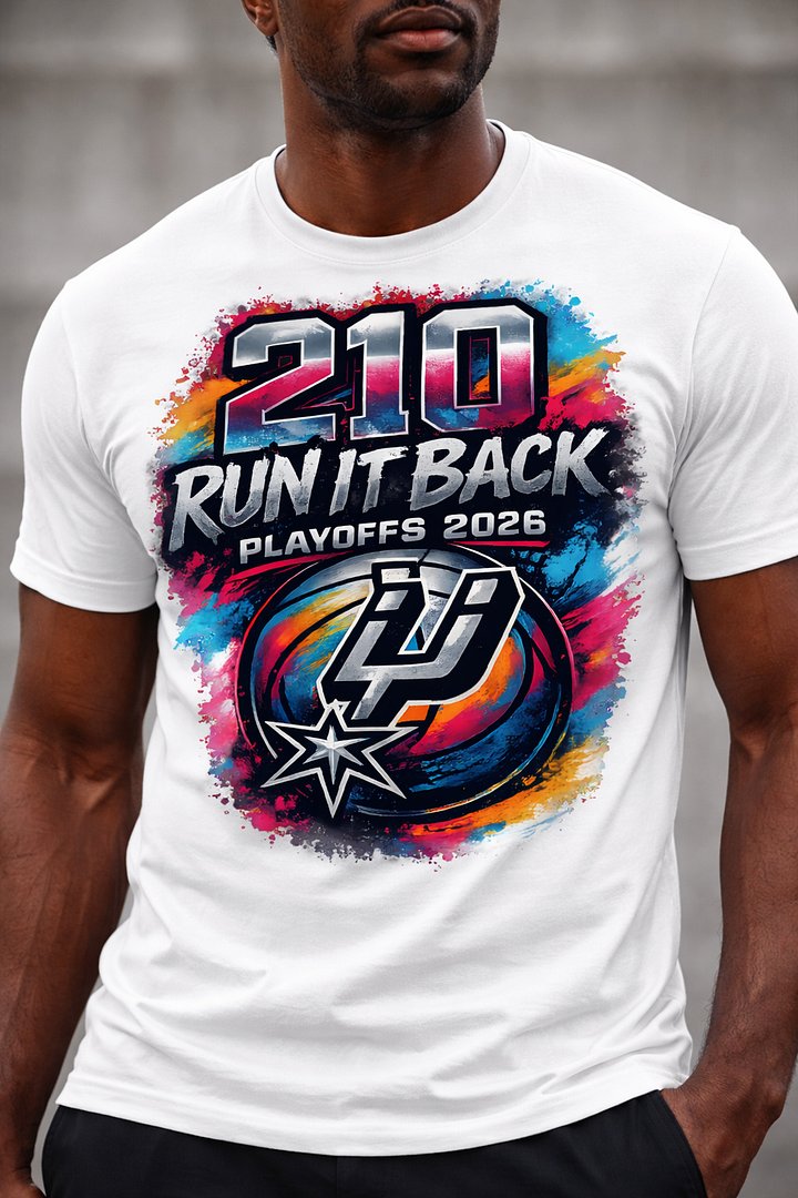 San Antonio Basketball 210 Run It Back Playoffs 2026 Vintage Style Tee product image (1)