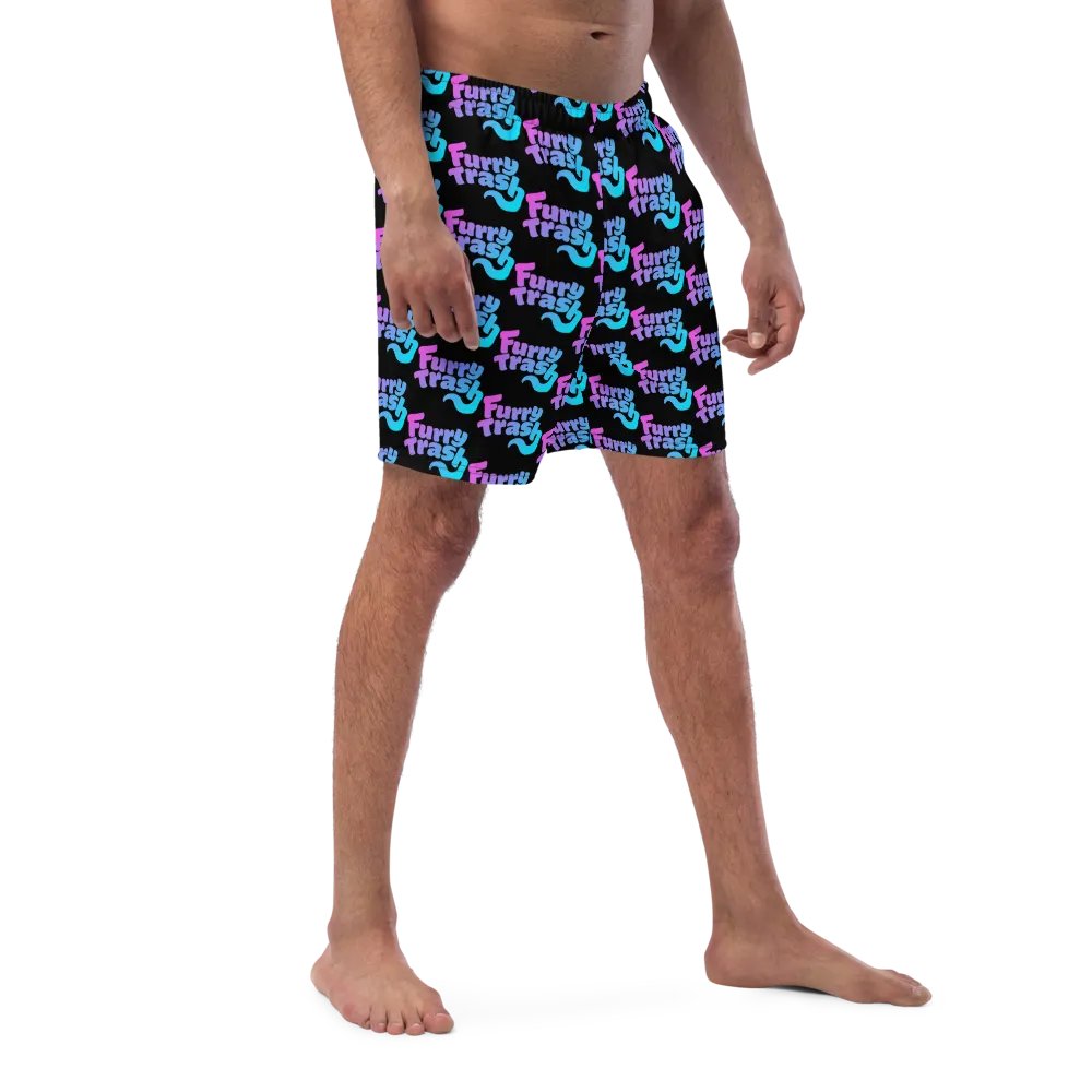 Furry Trash Swimtrunks – Bubble Logo (Twilight on Black) product image (12)