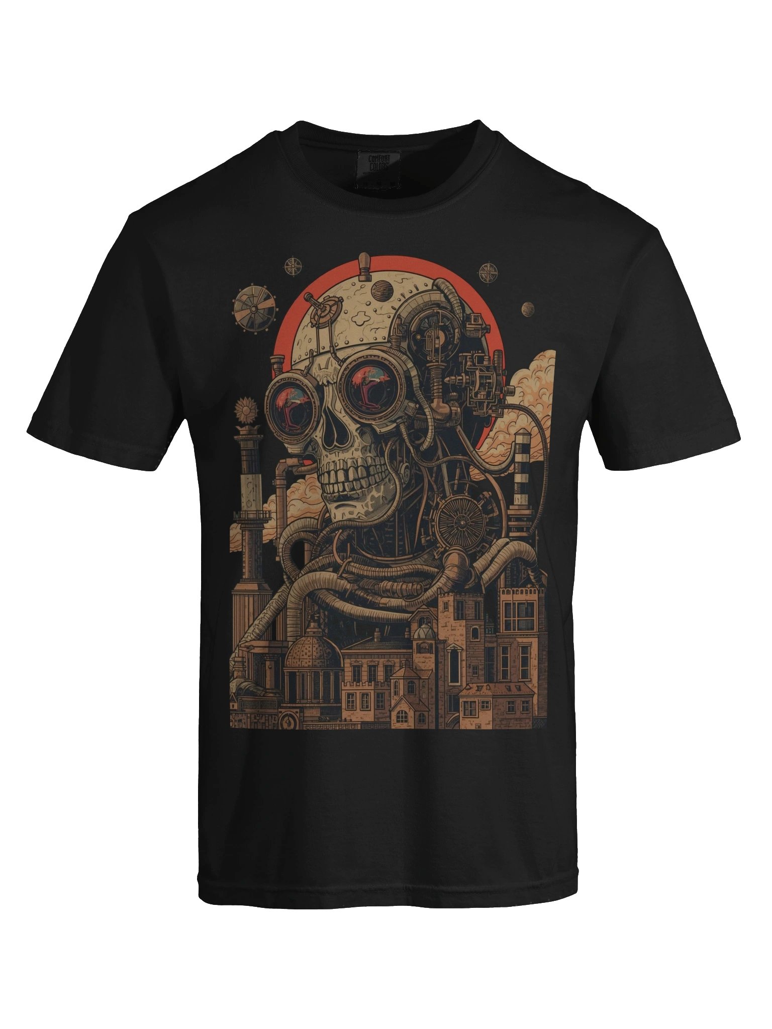 Mechanical Skull Future City Heavyweight T-Shirt product image (2)
