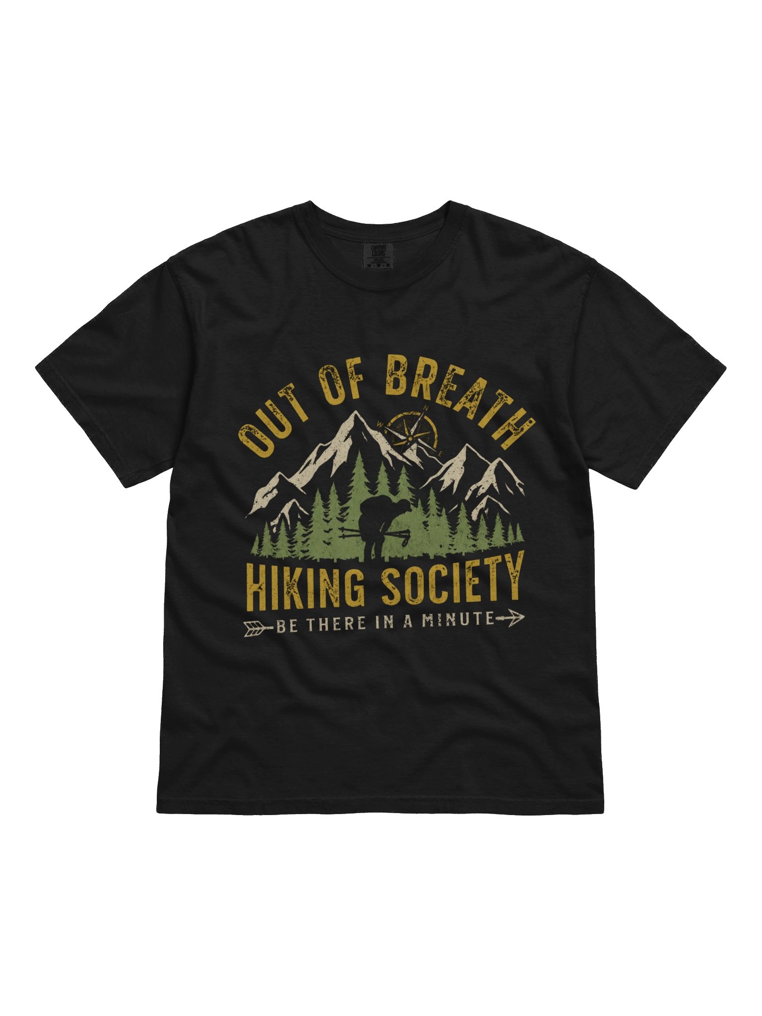 Out of Breath Hiking Society T-Shirt – Vintage Funny Slow Hiker & Trail Humor Shirt product image (1)