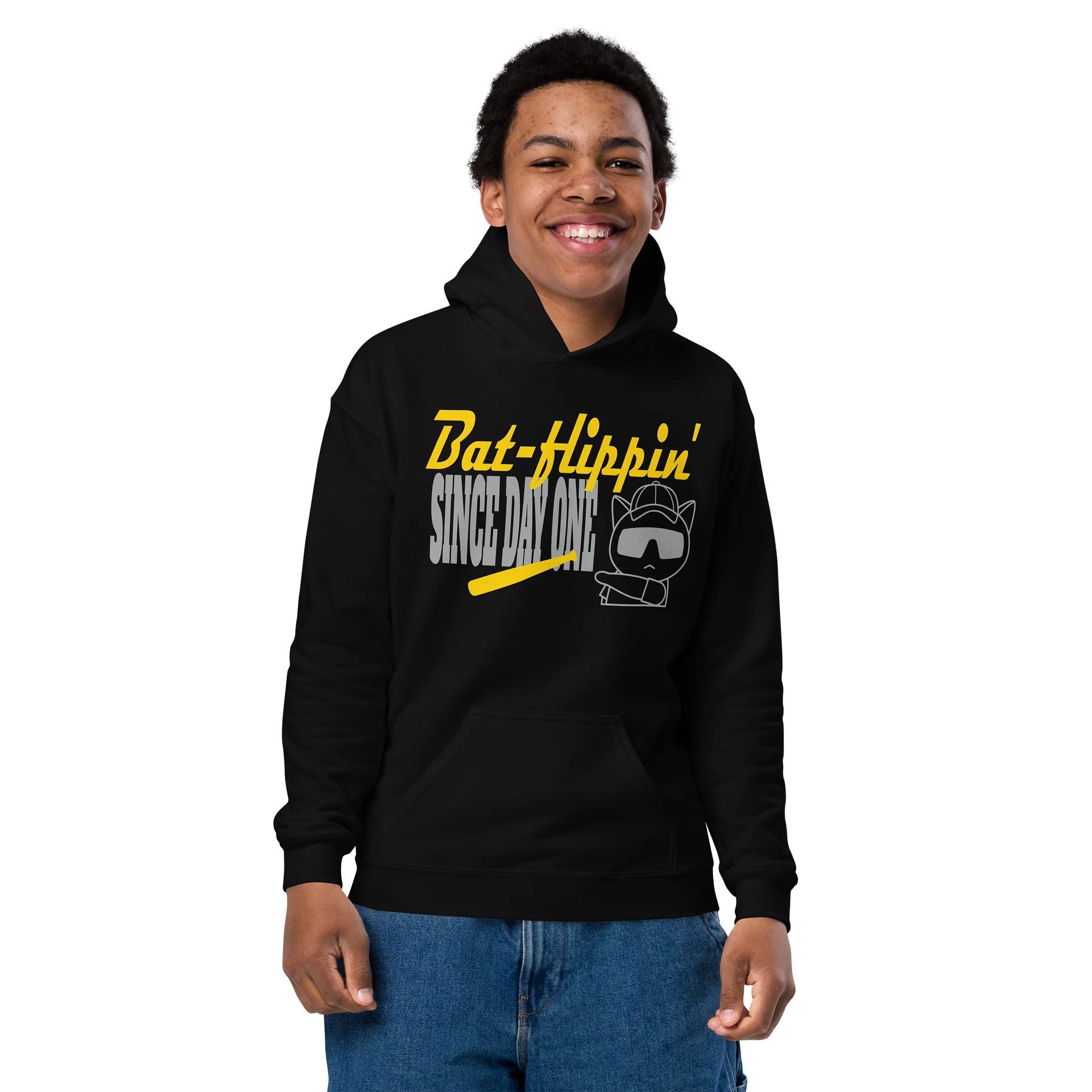 Baseball Cat (Bat-flippin' Since Day One) - Unisex Youth Hoodie product image (2)