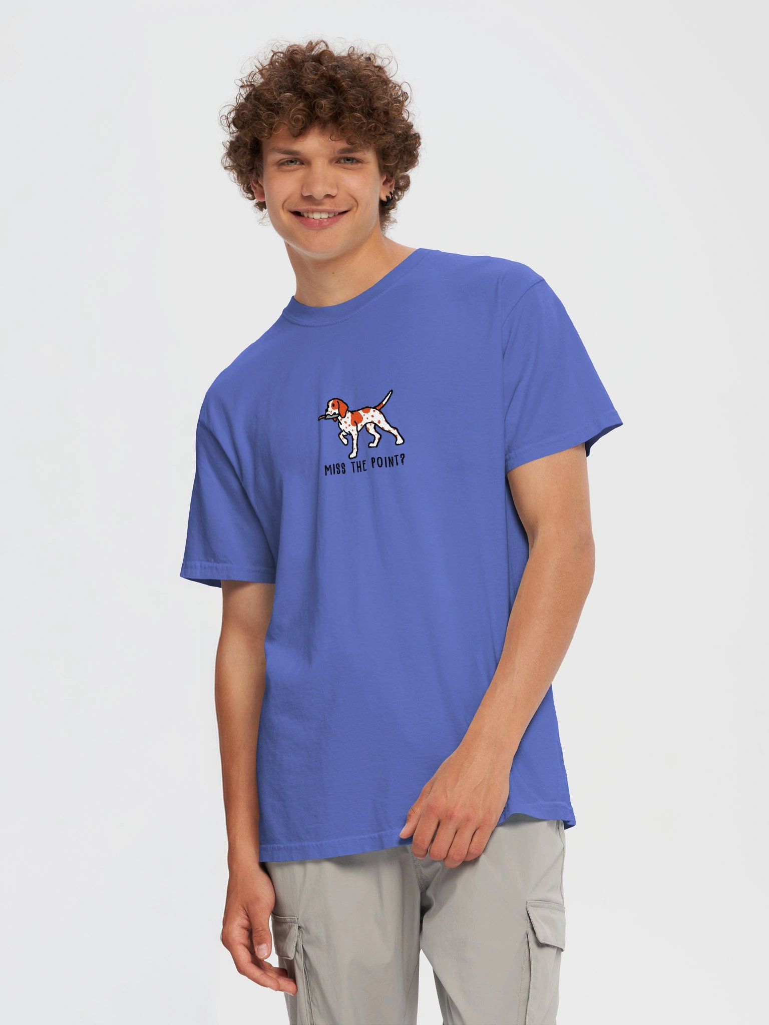 Miss the Point? Funny Chibi-Style Embroidered T-Shirt for English Pointer(Orange & White) Owners product image (41)
