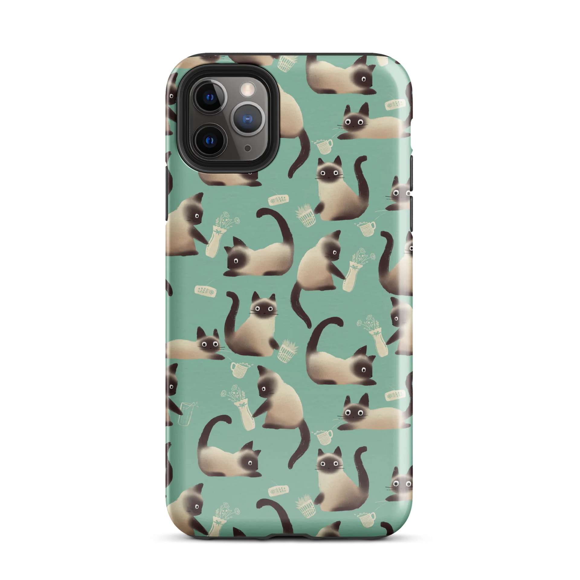 Bad Siamese Cats Knocking Stuff Over Patterned iPhone Case, Mint product image (51)