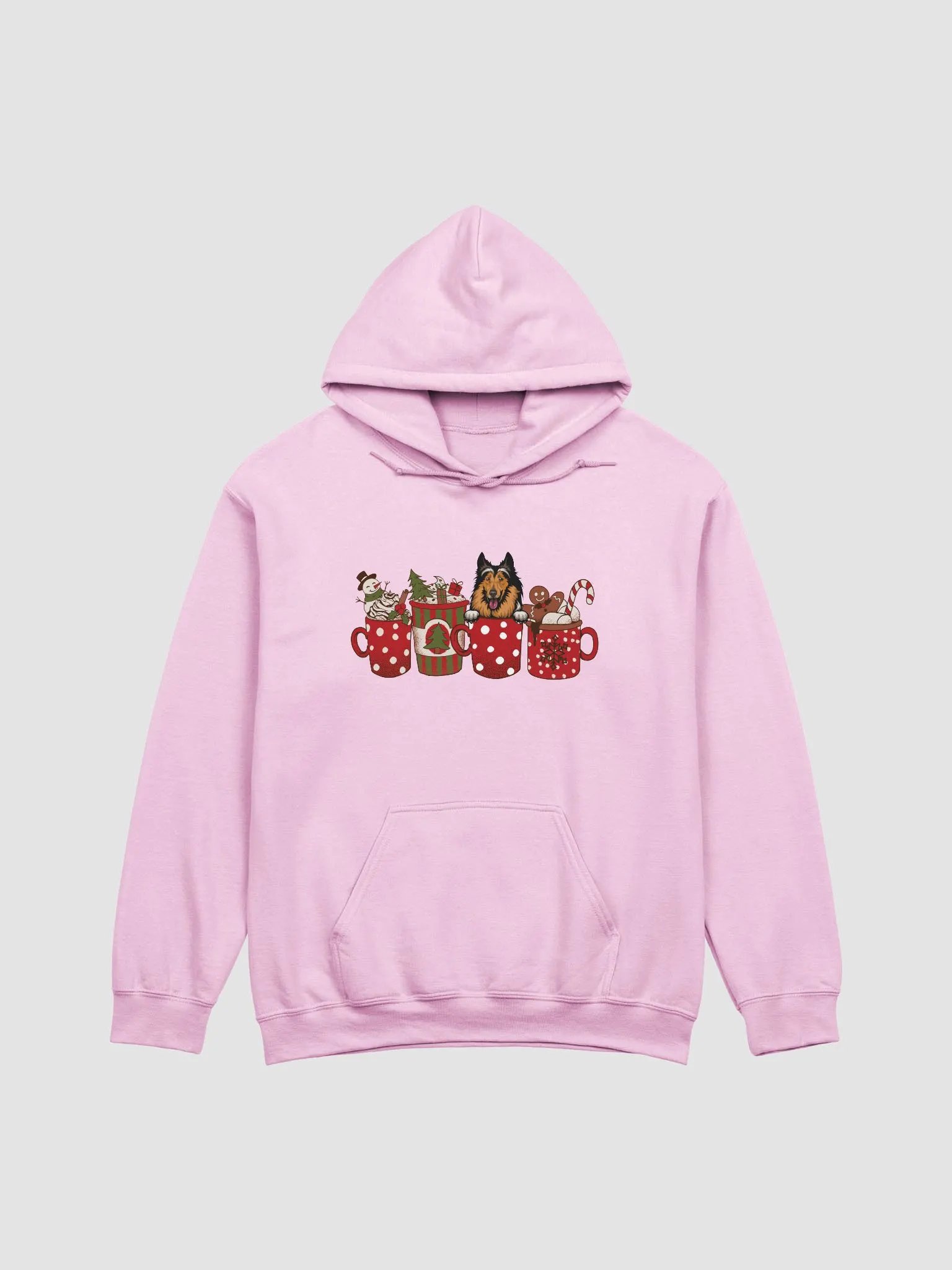 Cute Rough Collie in a Christmas Cup Hooded Sweatshirt | Funny Christmas Pup in a Cup product image (9)