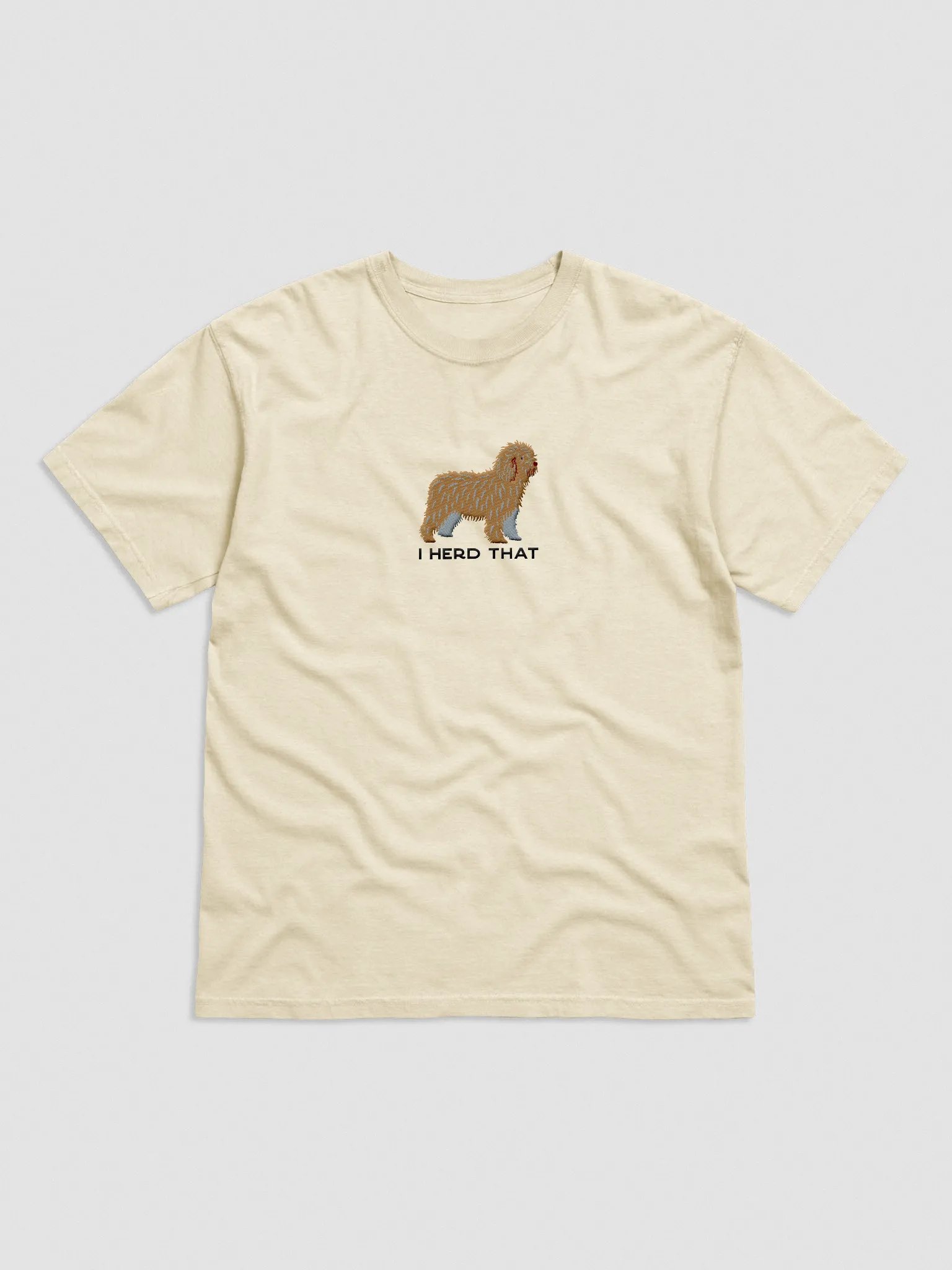 I Herd That T-Shirt(Embroidered) of a Spanish Water Dog(Tan) product image (4)