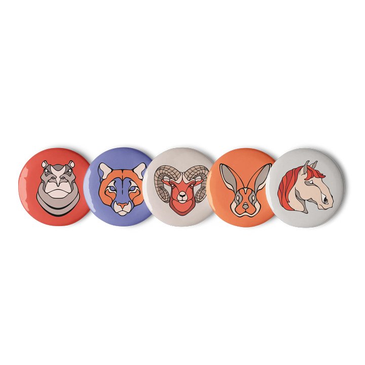 Whimsy Critters - Set of 5 Pin Buttons product image (1)