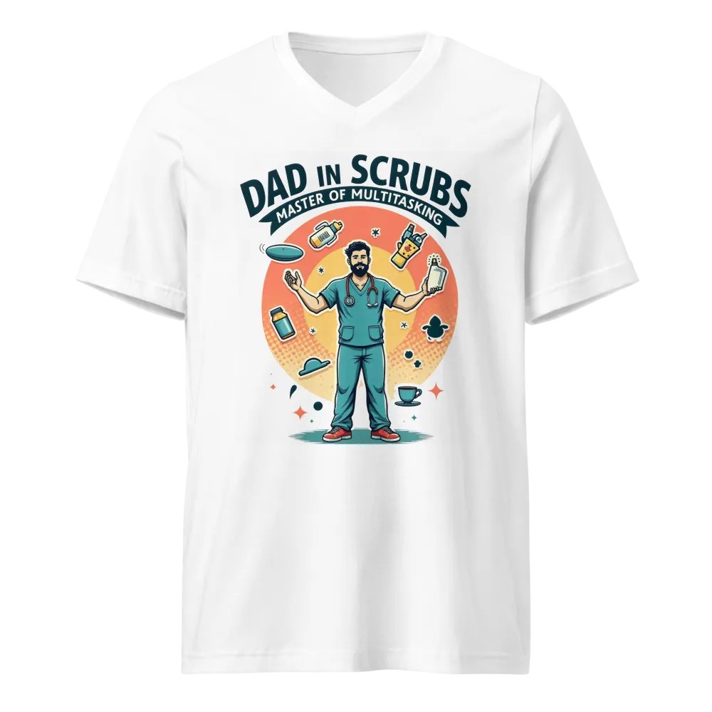 Master of Multitasking Dad in Scrubs V-Neck Tee product image (1)