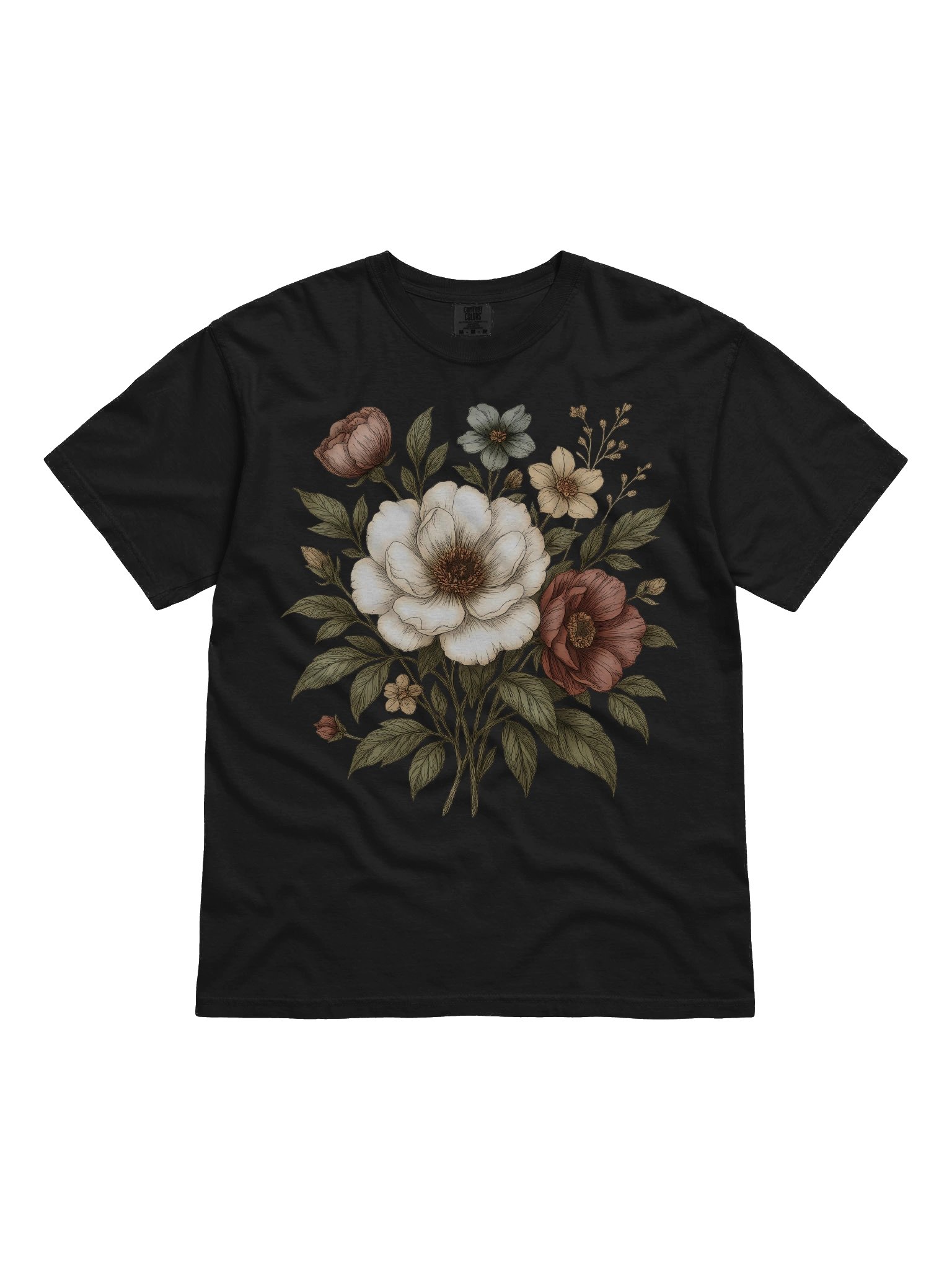 Vintage Botanical Floral T-Shirt for Women – Dark Aesthetic Garden Flower Graphic Tee product image (10)