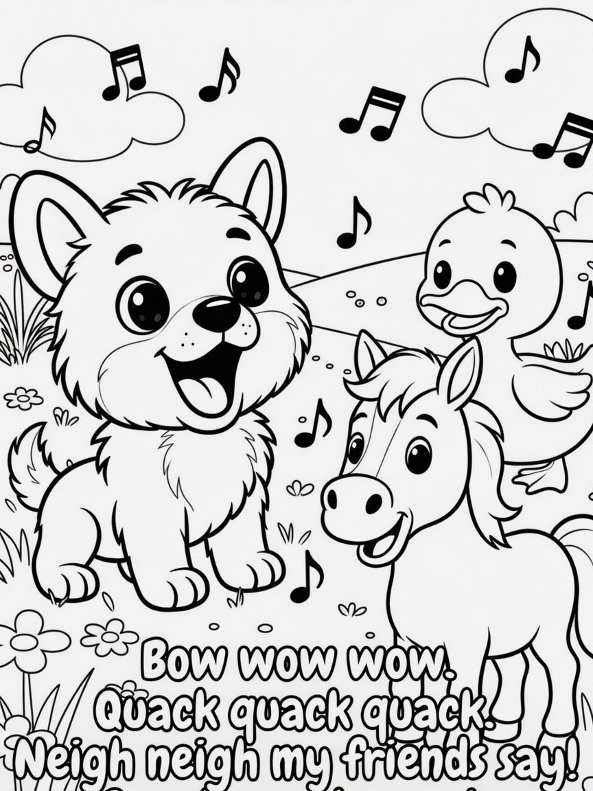 Sing A Rhyme Time Nursery Rhyme Farm Animal Coloring Pages Bundle l 30 Printable PDF Digital Download with Sing Along Lyrics for Kids Ages 3+ product image (3)
