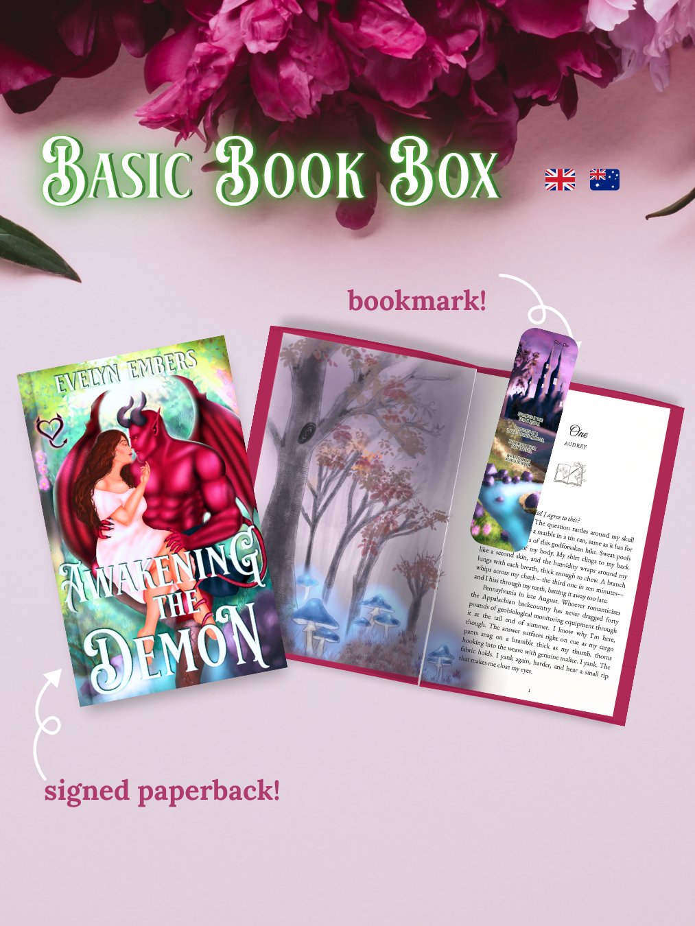 UK/AUS Basic Book Box - "Awakening the Demon" Signed Paperback + Bookmark product image (1)