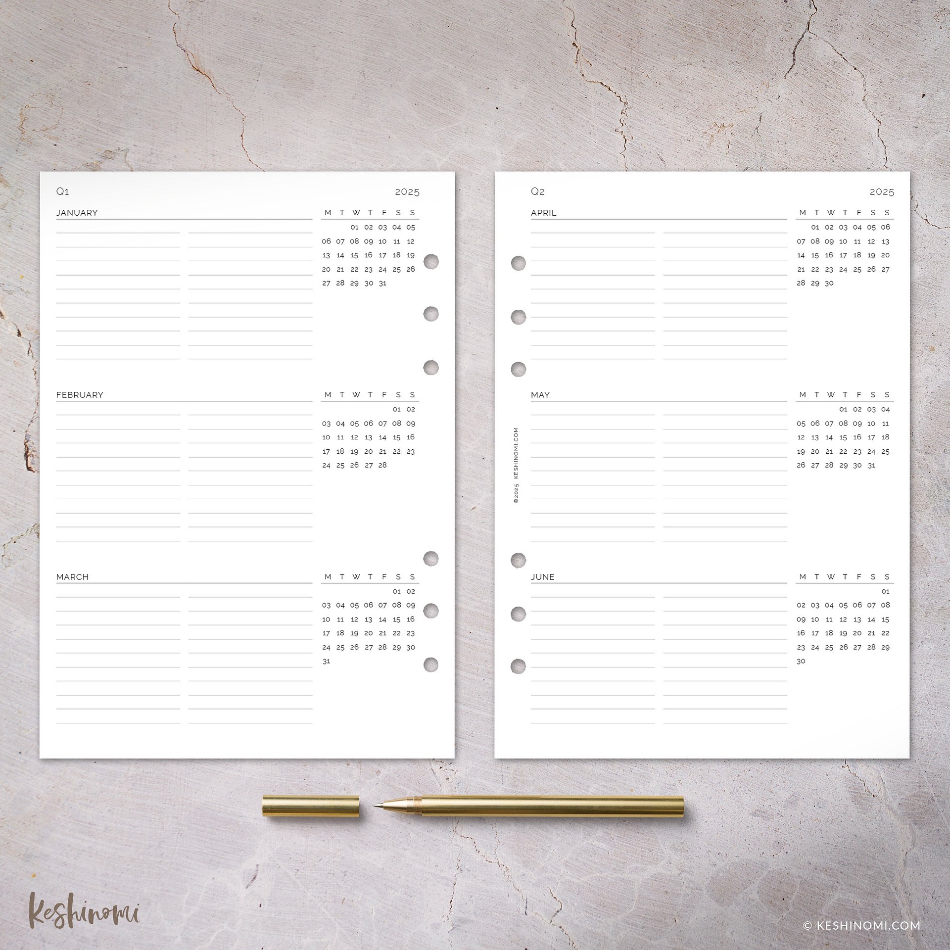 2025 Quarterly, Three Months at a Glance - A5 Printable Planner Insert product image (2)