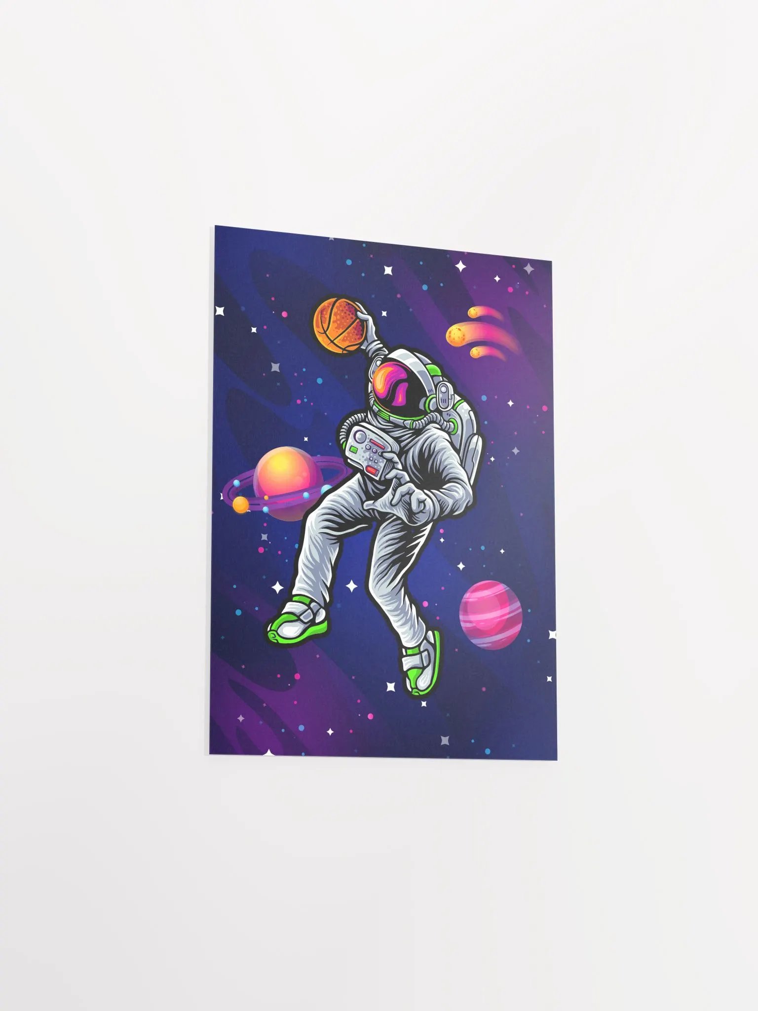 Astrodunk basketball/Slam dunk space/Astronaut basketball slam dunk in space — space poster, synthwave space, neon space, aesthetic poster product image (8)