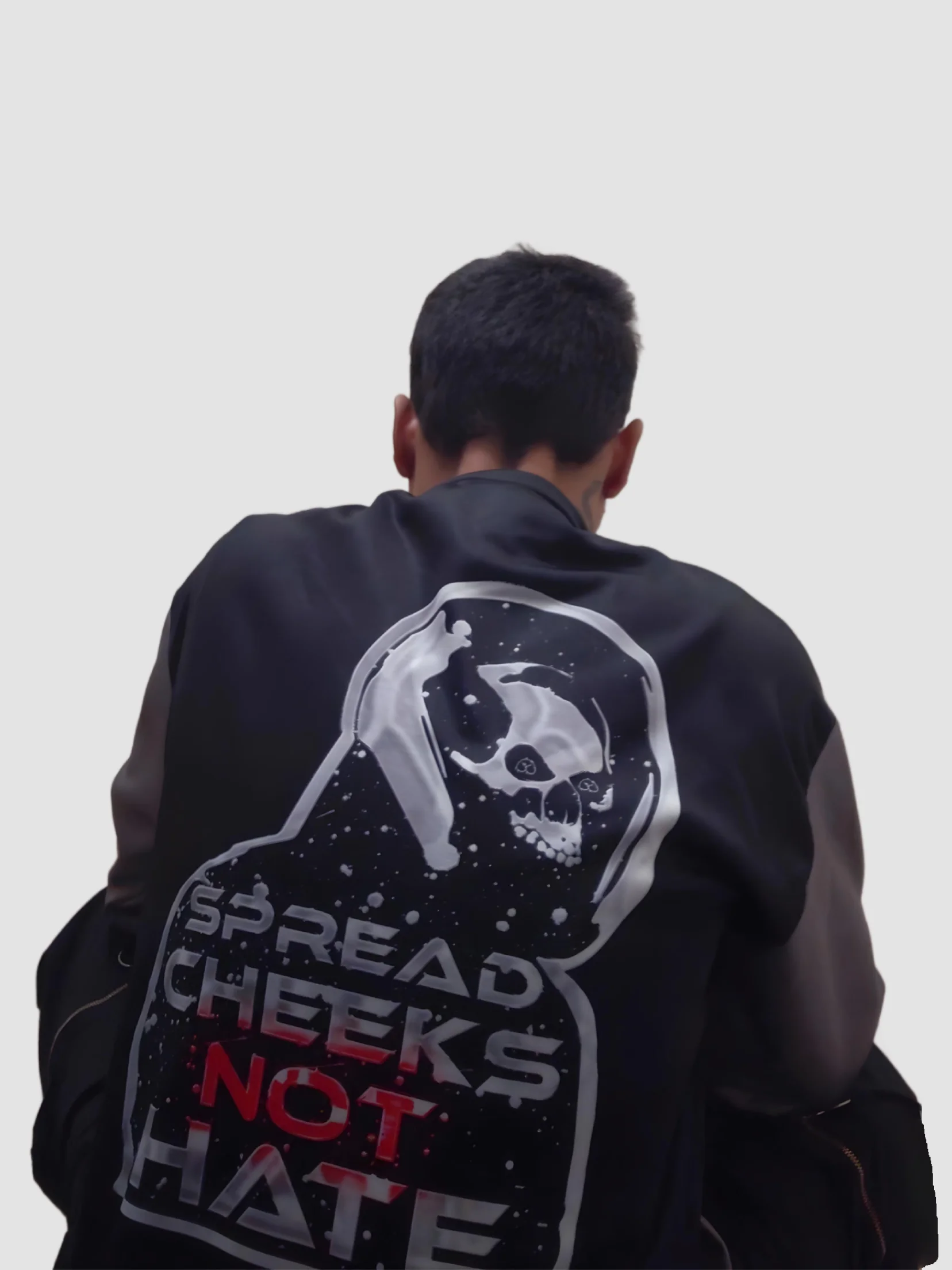 Spread Cheeks NOT Hate Grey Sleeves Bomber Jacket product image (6)