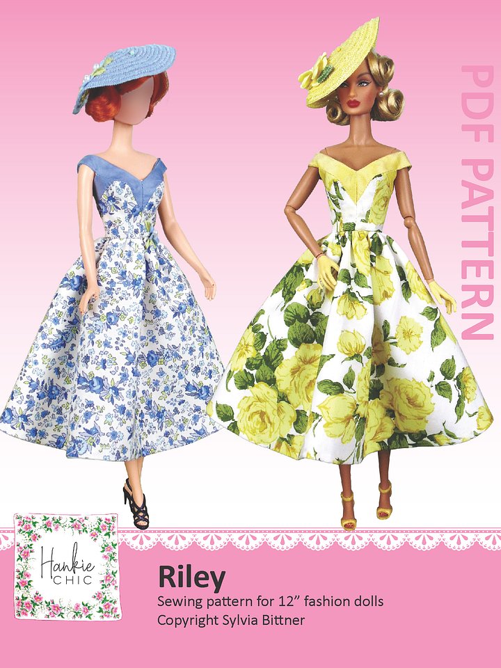 Riley sewing pattern for 12" fashion dolls product image (1)