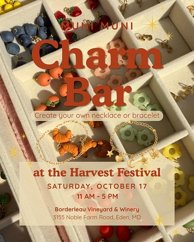 A little wine, a little fall fun, and charm jewelry made by you ✨

Muni Muni Charm Bar will be at @bordeleauwinery’s Harvest ...