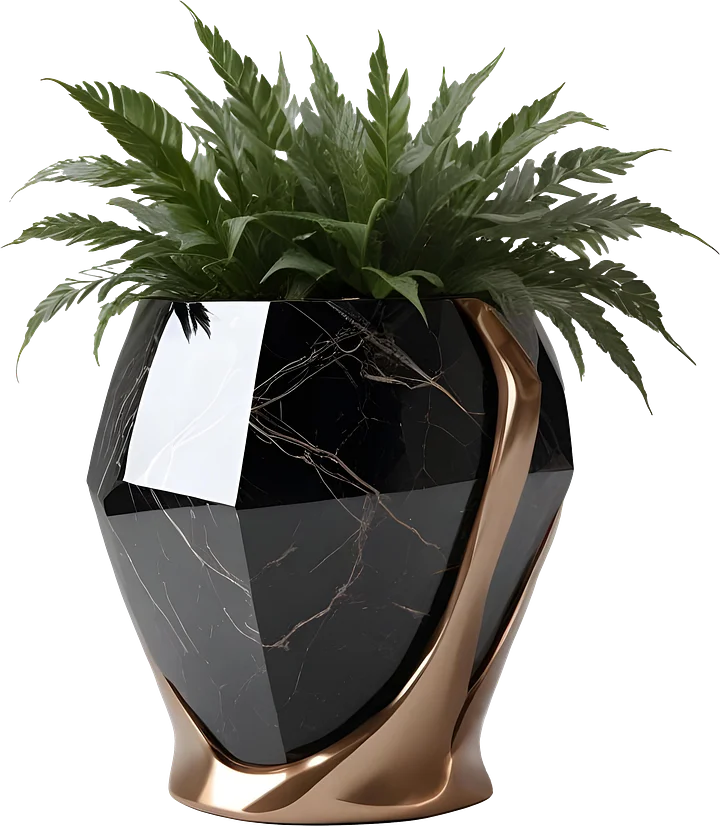 Celestial Aurum – Luxury planter with greenery decor PNG product image (1)