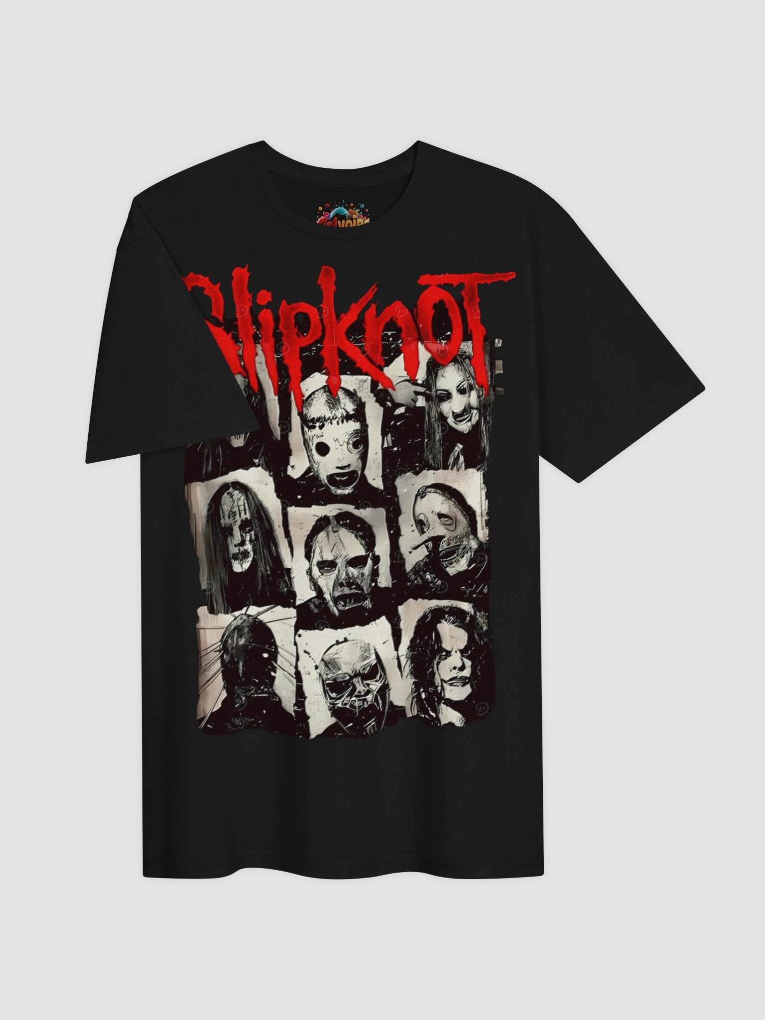 Slipknot Nine Members Mask T-Shirt | Dark Art All-Band Portrait | Nu-Metal Collector Graphic Tee product image (6)