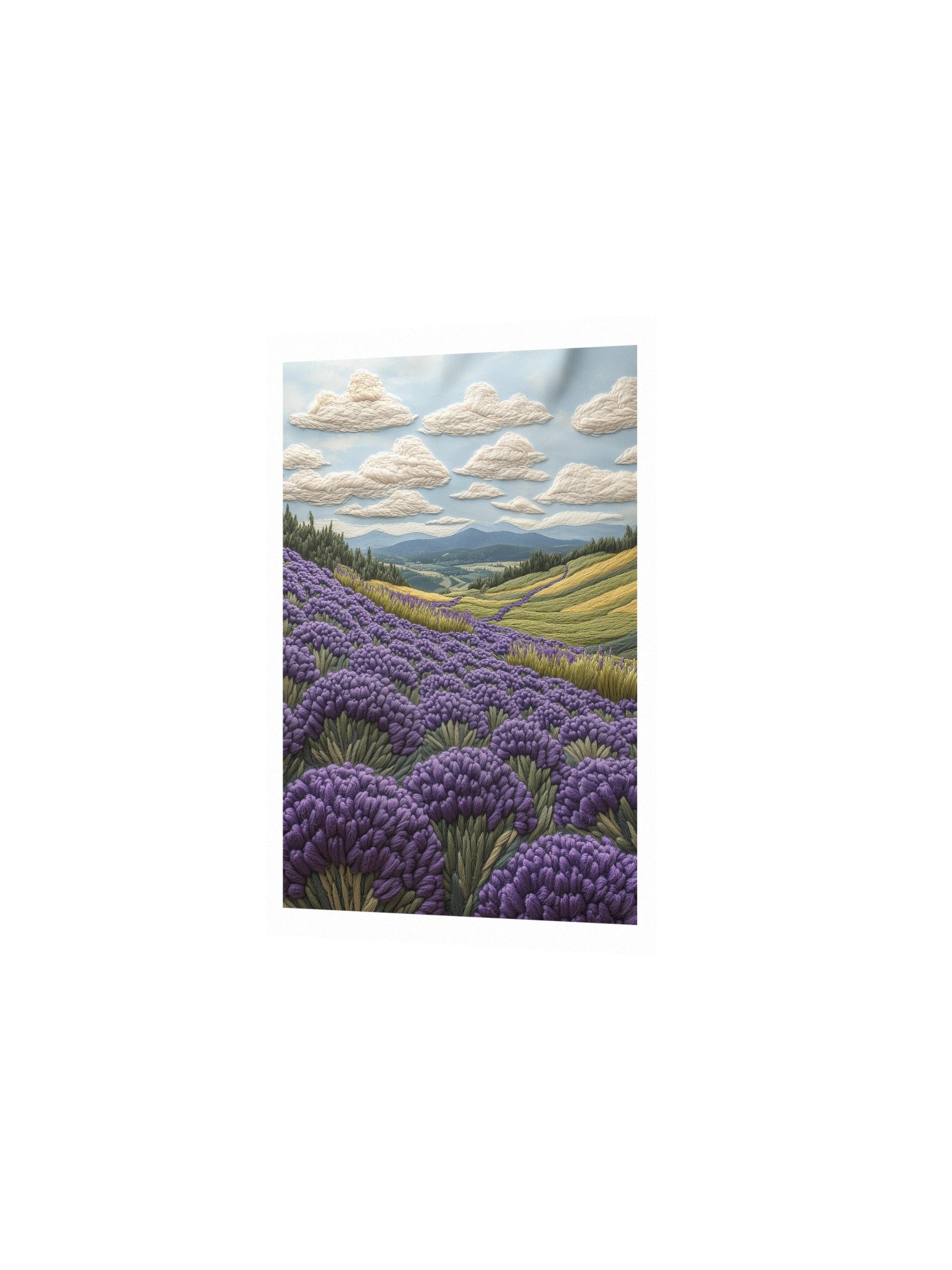 Somewhere in the Lavender Fields | Embroidery-Style Wall Art — Unframed Print product image (2)
