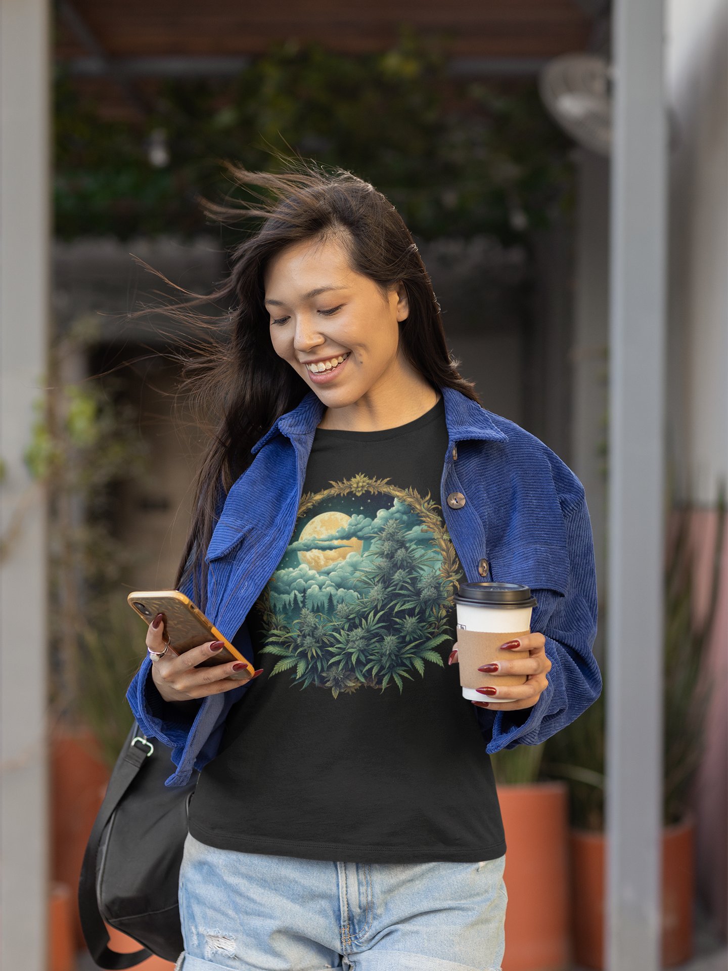 Moonlit Cannabis Dreamscape Design Heavyweight T-shirt product image (2)
