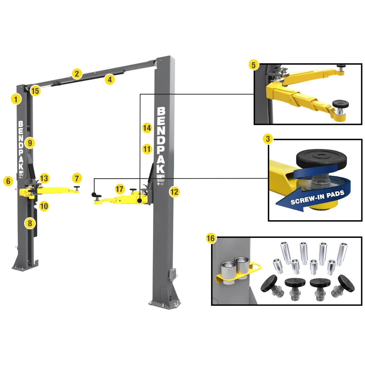 BendPak 10APX Two Post Car Lift - 10,000-Lb Capacity - High Rise product image (8)